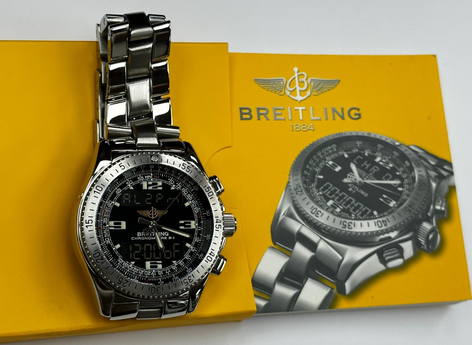 Breitling B-1 Multifunction A68362 Black Bidirectional Compass Scale WARRANTY