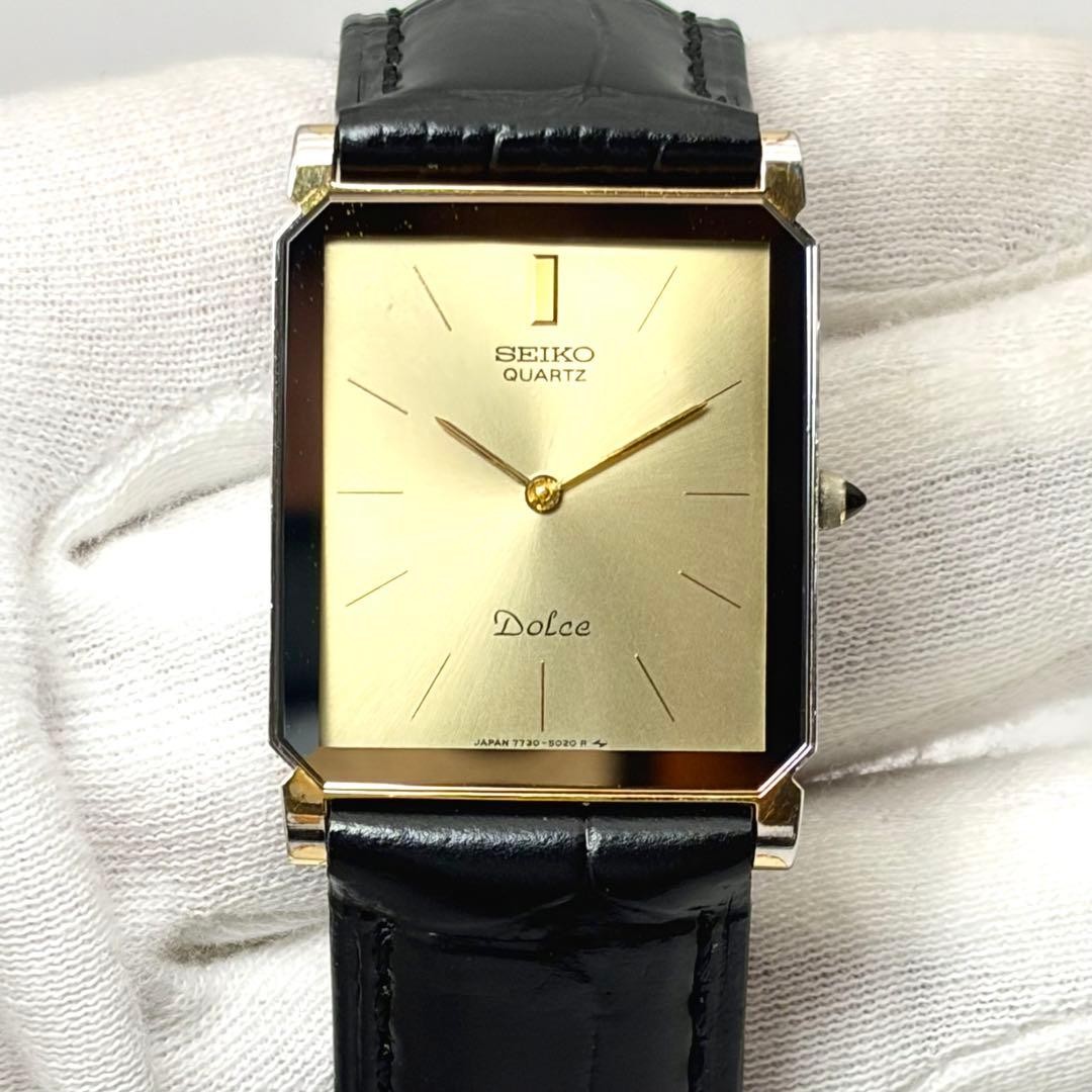 Seiko Dolce 7730-5020 Gold Dial 25mm 14cm Running Battery Replaced Quartz New