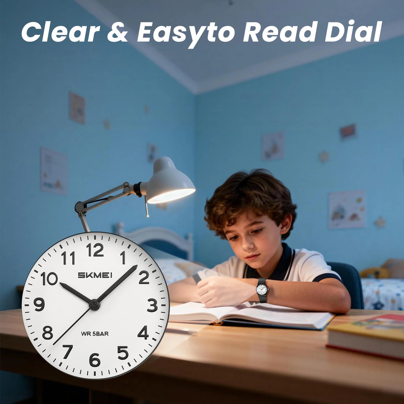 Kids Digital Analog Watch Waterproof 50M Easy Read Learning Time Watch Ages 3-12