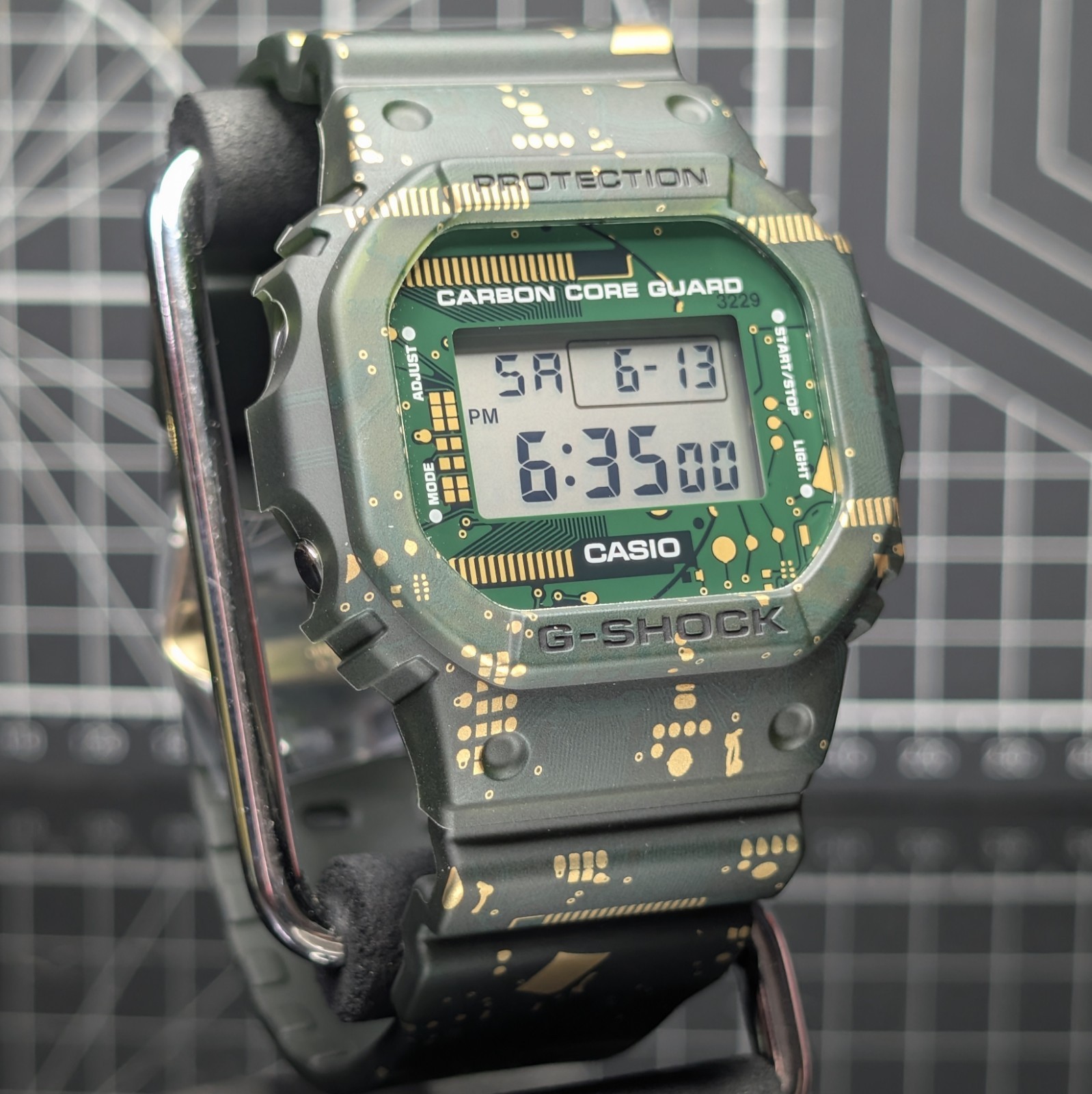 Casio G-Shock CIRCUIT CAMO DWE-5600 Green Gold Square Value Pack DWE-5600CC-3