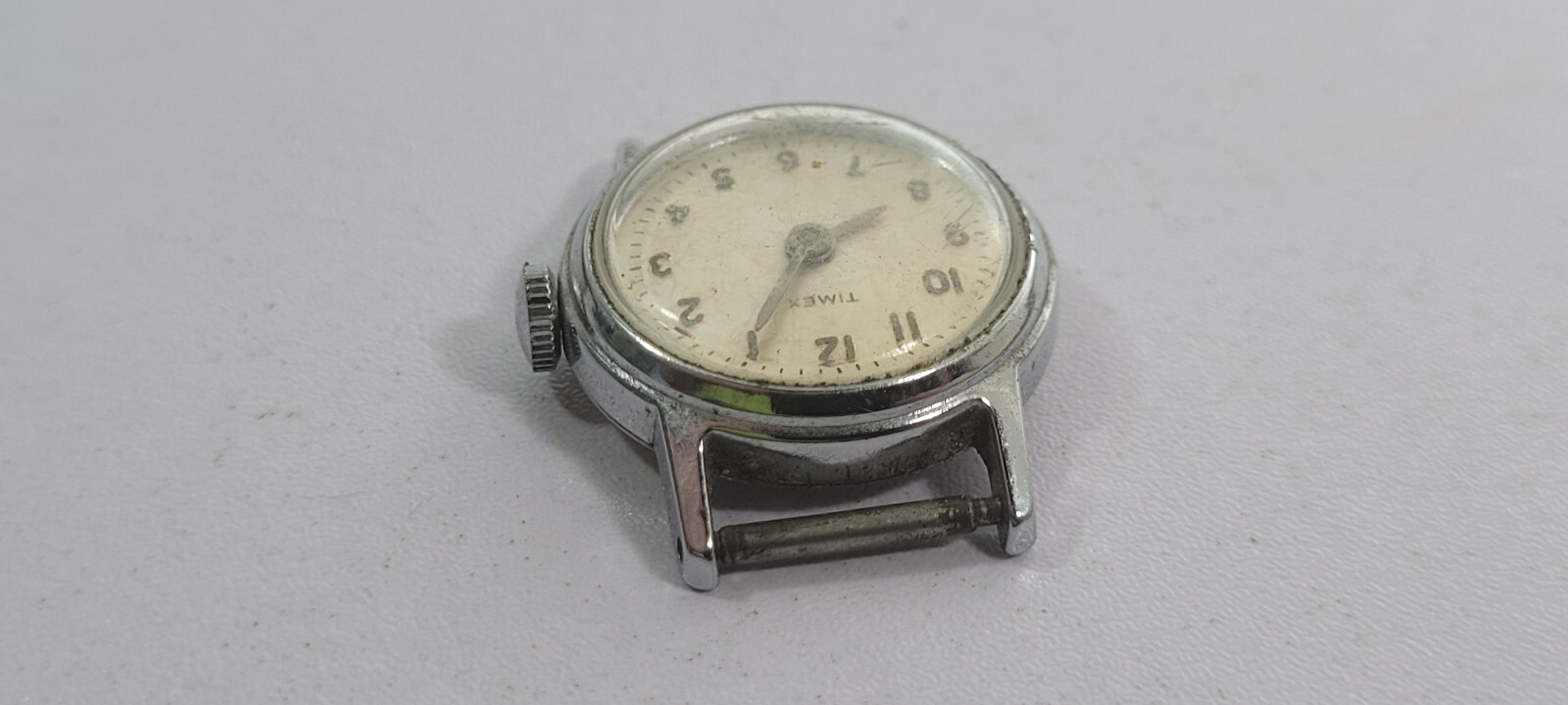Timex Silver Colored Watch Round Chrome Plate Metal Stainless Steel Back