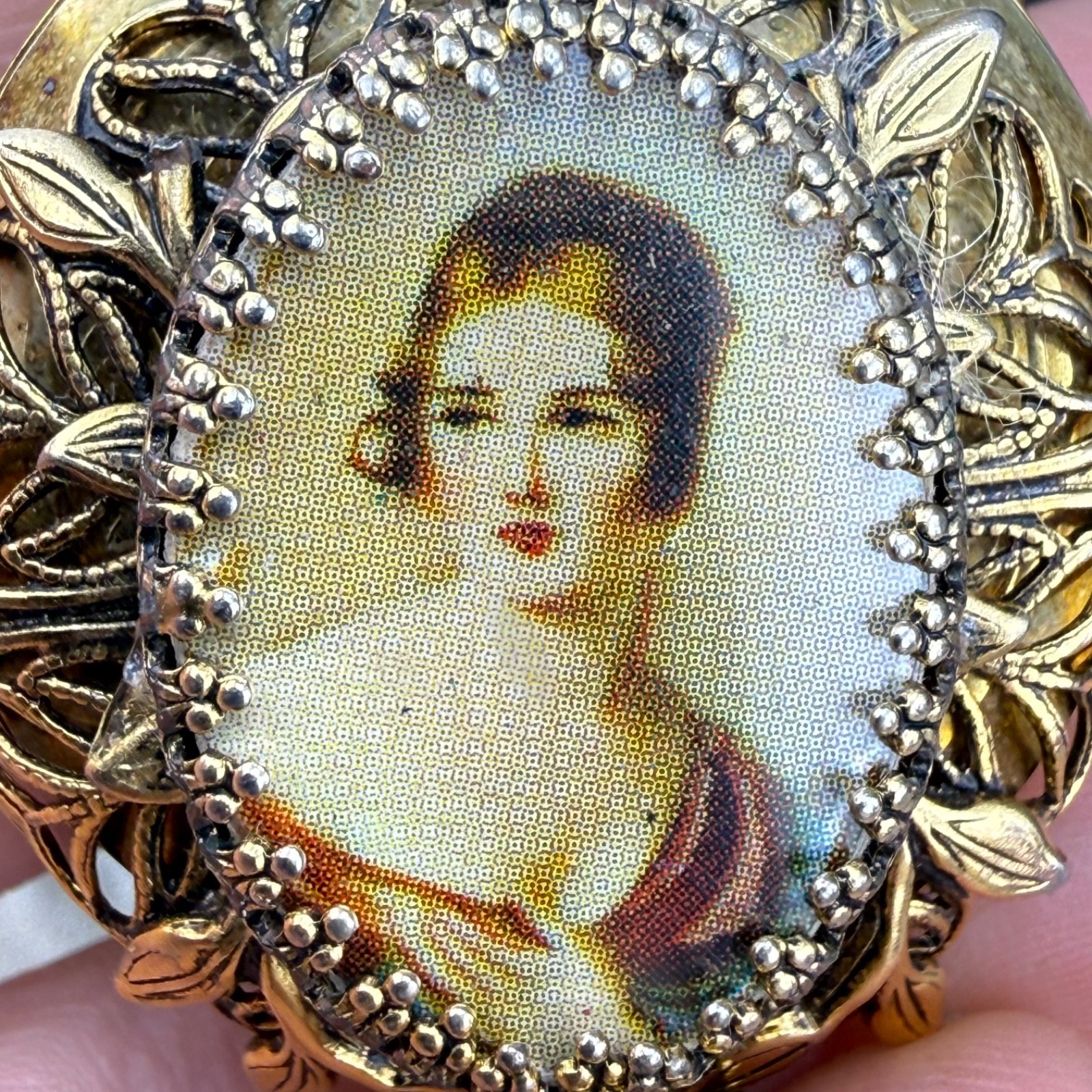 Vintage Norman De Luxe Pendant Watch Gold Tone Painted Porcelain 30” READ