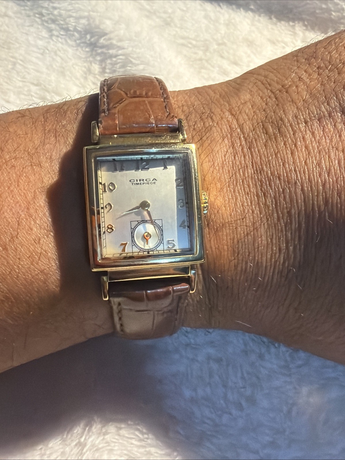Circa Timepiece 23K Gold Plated CT101TL Women Watch Brown Leather READ DES —-(Y)