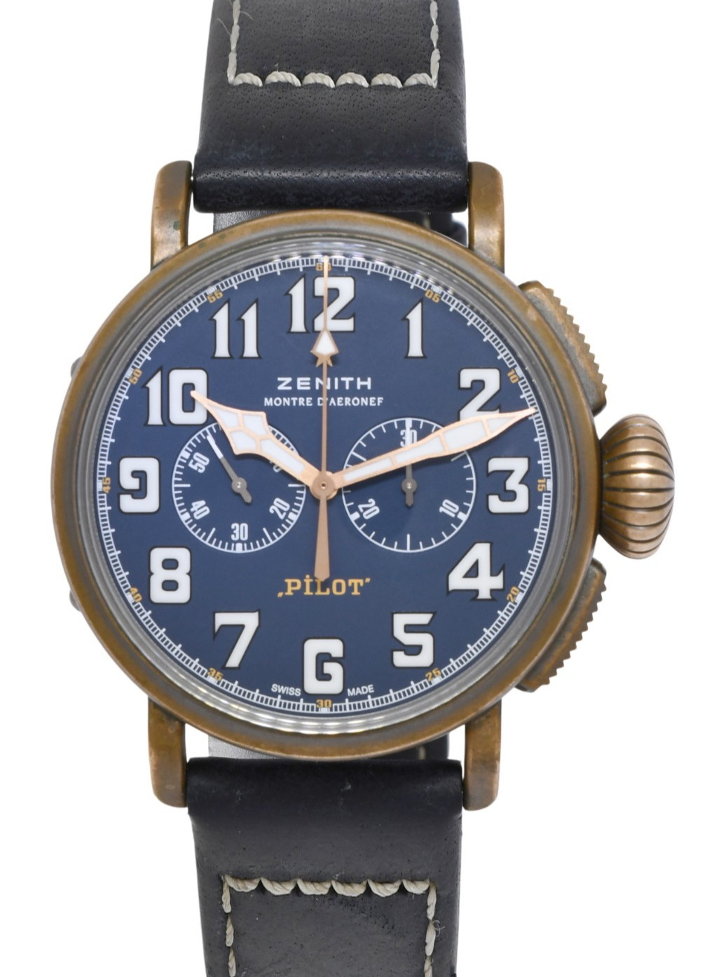 Zenith Pilot Type 20 Chronograph Bronze Blue Dial 45mm Watch B/P ’20 29.2430.406