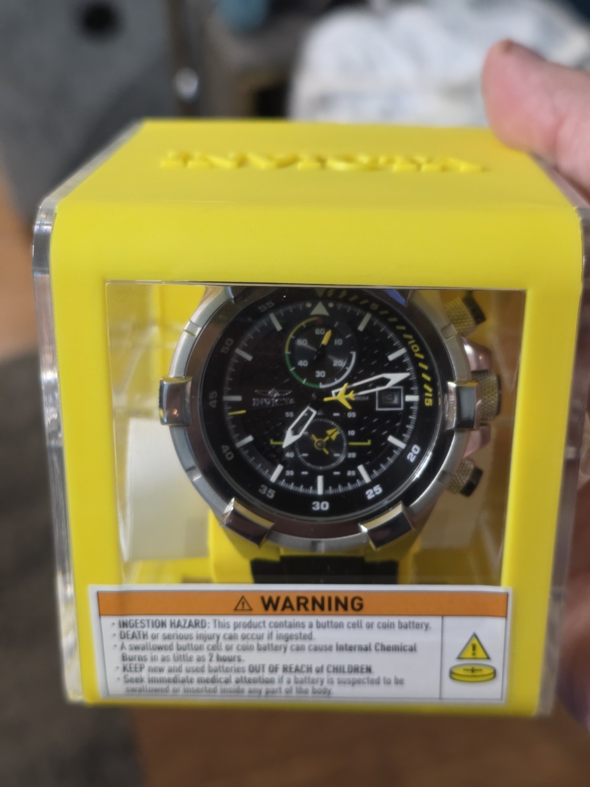 Invicta Aviator JetFrame Watch 50mm- Carbon Fiber Aviator dial & Black Silcone