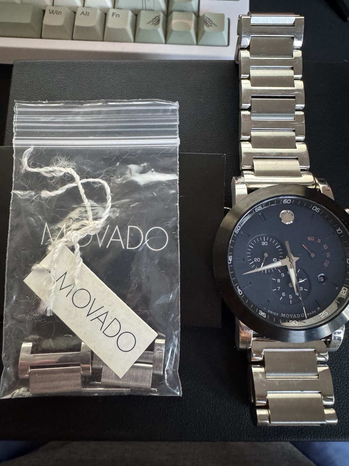 Movado Signature Sport Chronograph Watch Blue Dial 44MM SS Bracelet