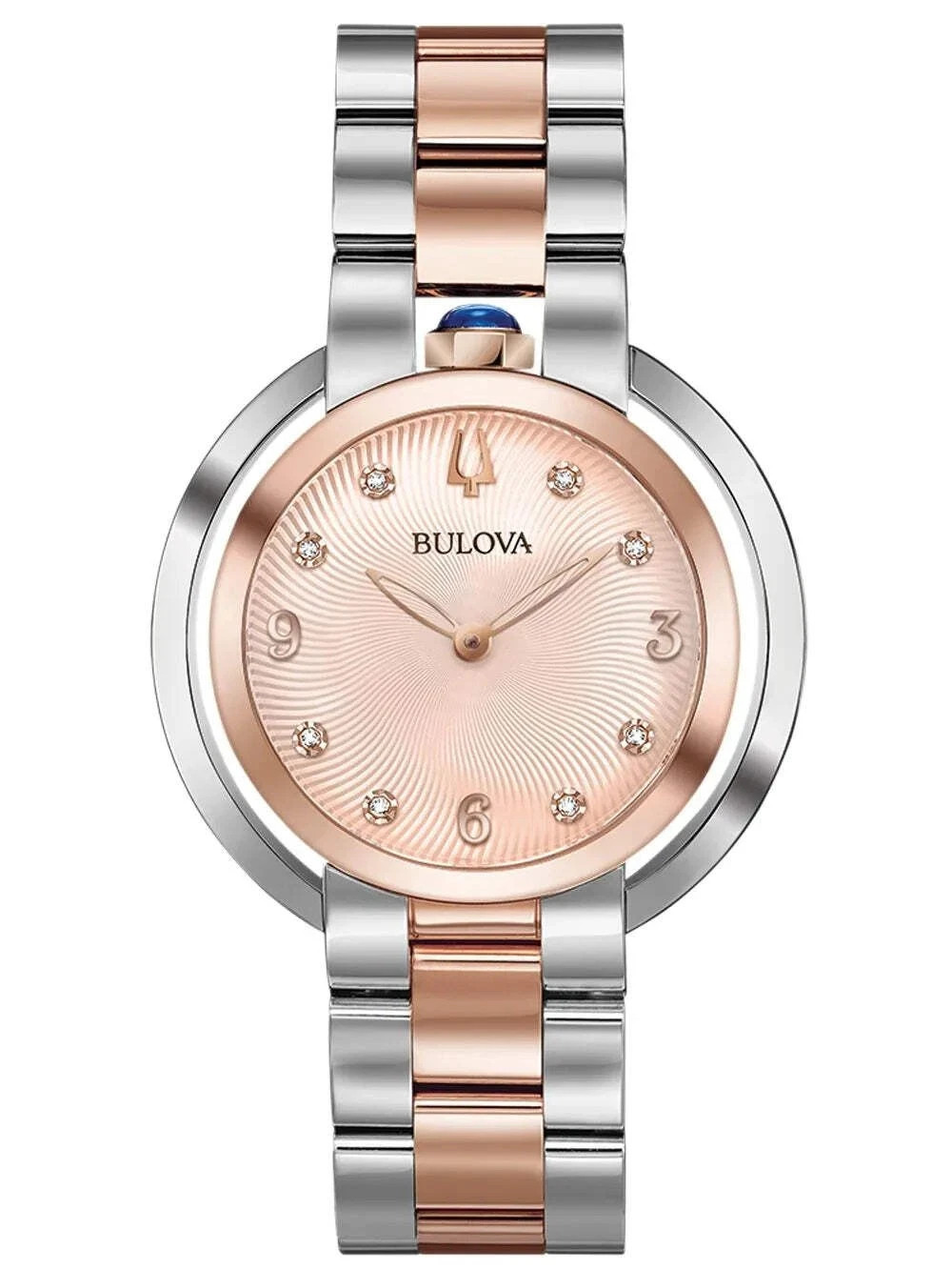 Bulova 98P174 Rubaiyat Diamond Stainless Silver & Rose Gold Tone Ladies Watch