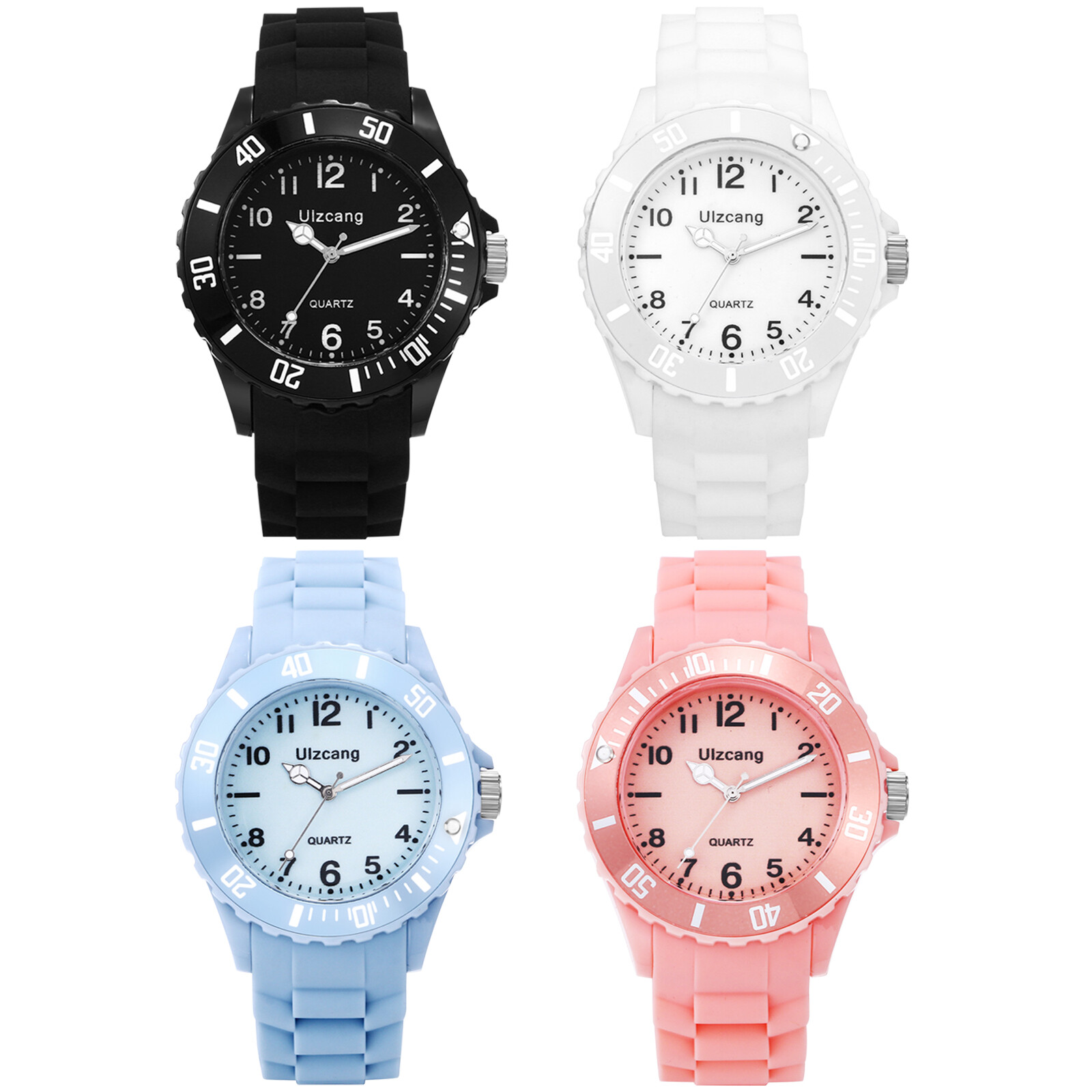 Students Boys Girls Jelly Silicone Band Easy to Read Quartz Sports Wrist Watch