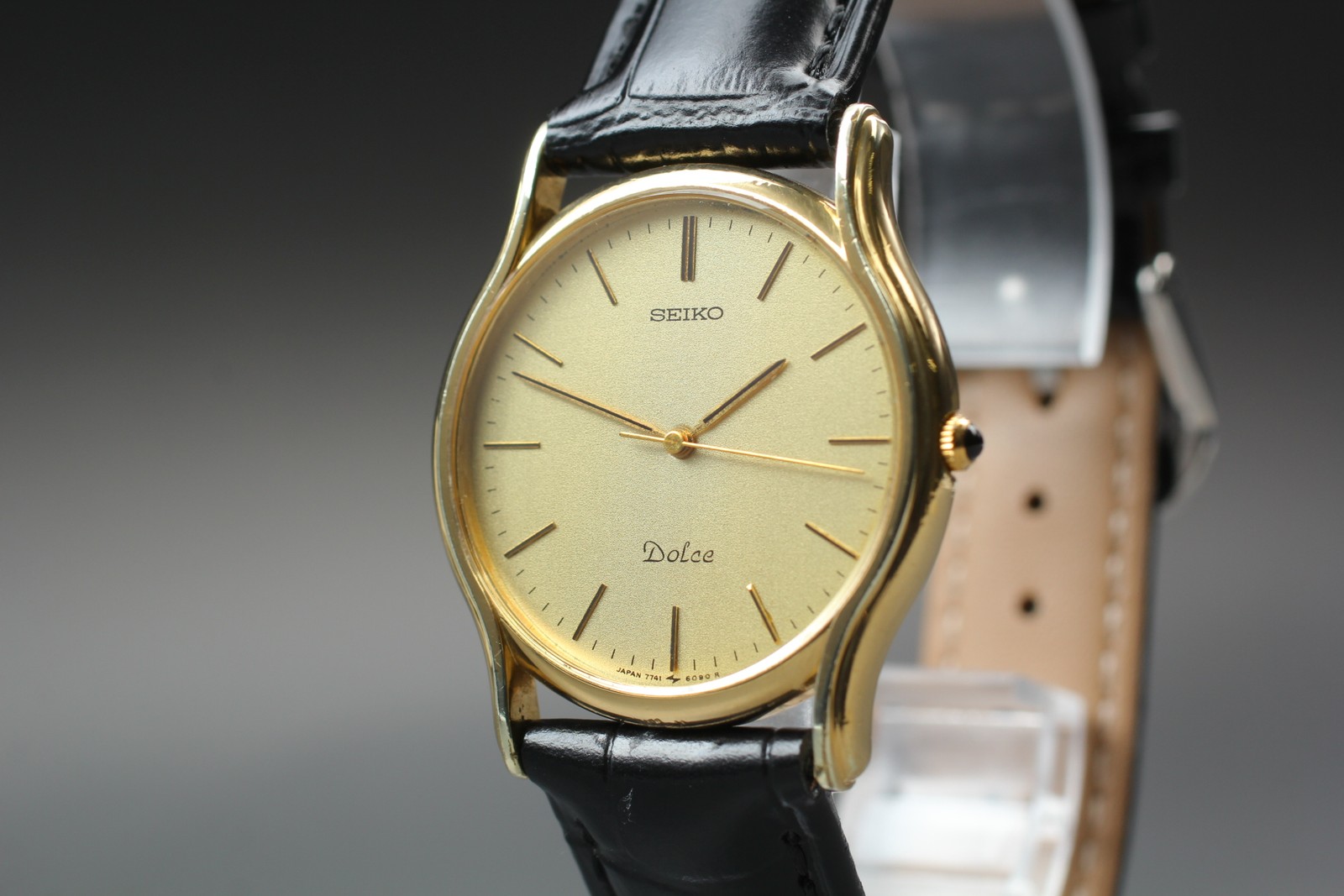 [Near MINT] Seiko Dolce 7741-6030 32mm Gold Dial Quartz Men’s Watch From JAPAN