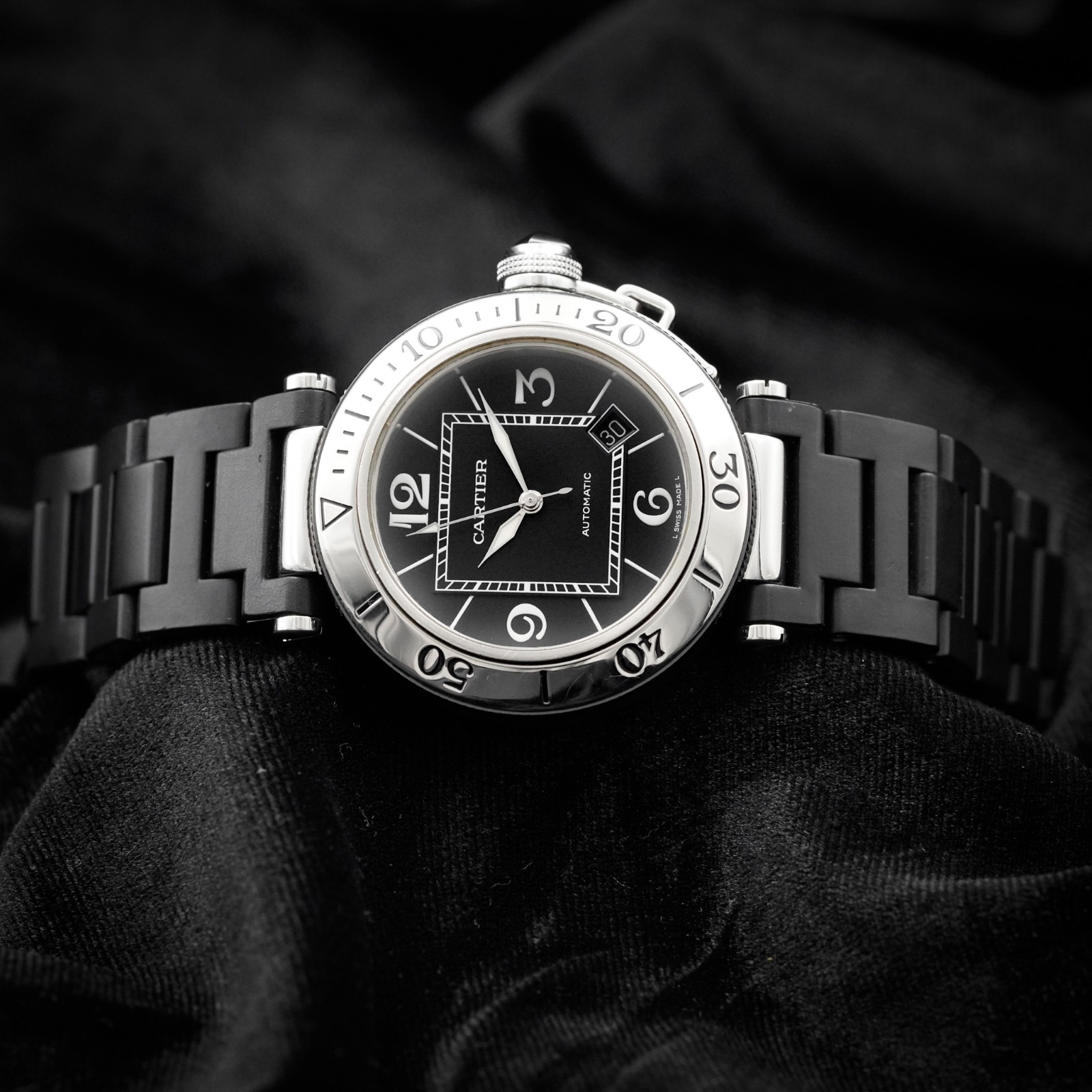 Cartier Pasha Seatimer 2790 40mm Black Dial Automatic Steel Men’s Watch & Box