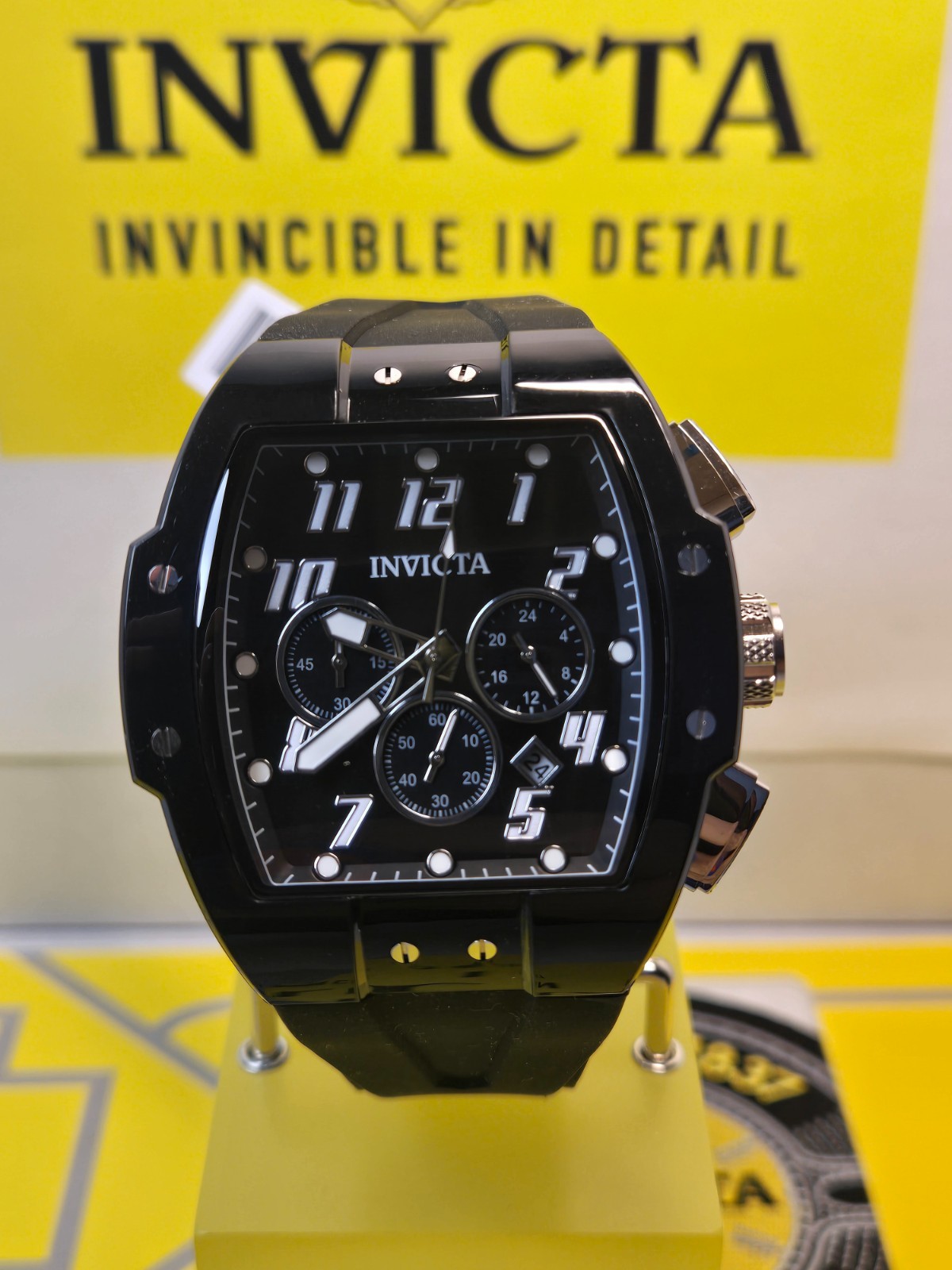 Invicta S1 Rally Anatomic Chrono Men’s Watch 47mm Black with Back Dial Date NEW