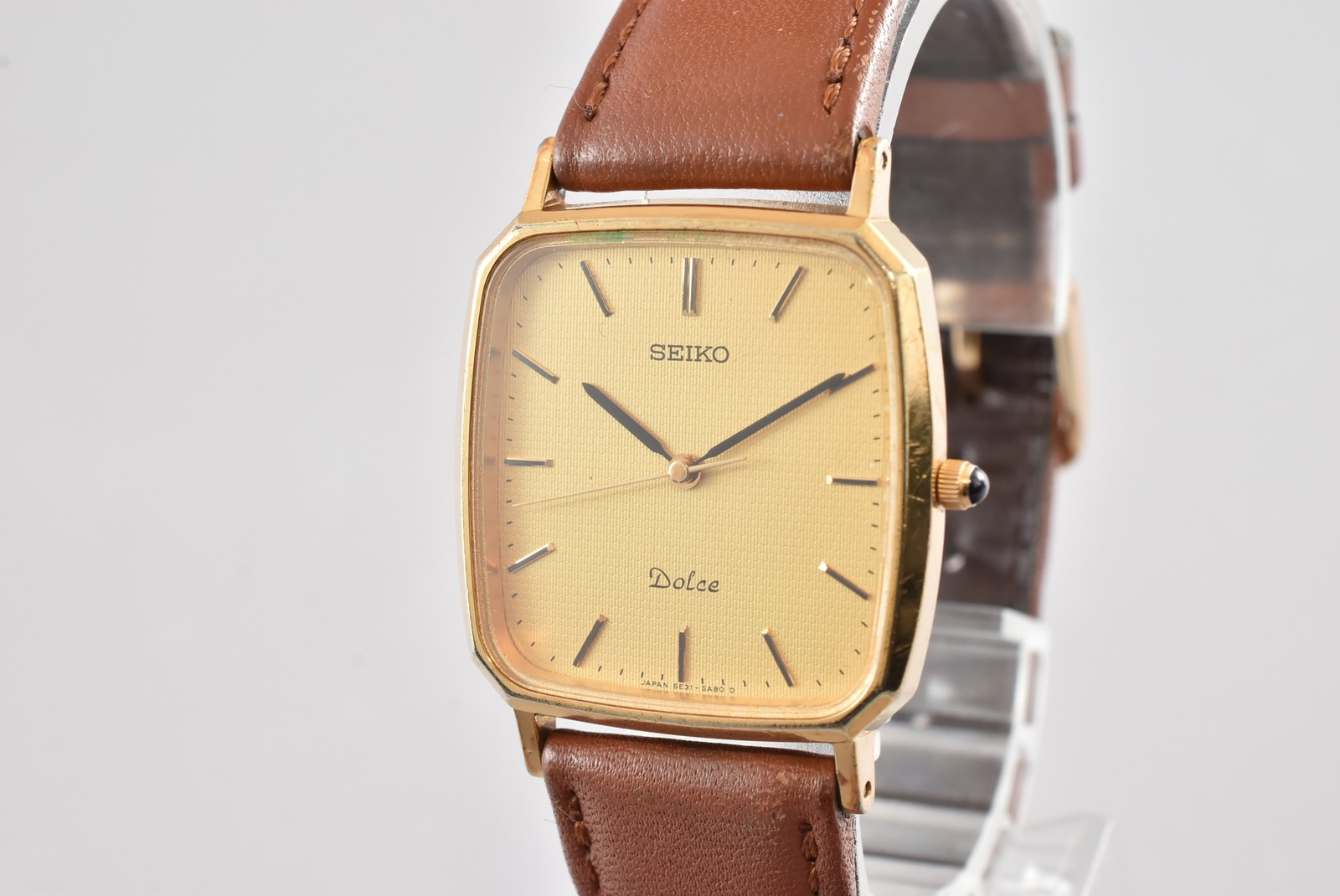 Vtg 1990 [Near MINT] SEIKO Dolce 5E31-5A80 Gold Tank Quartz Men’s Watch JAPAN