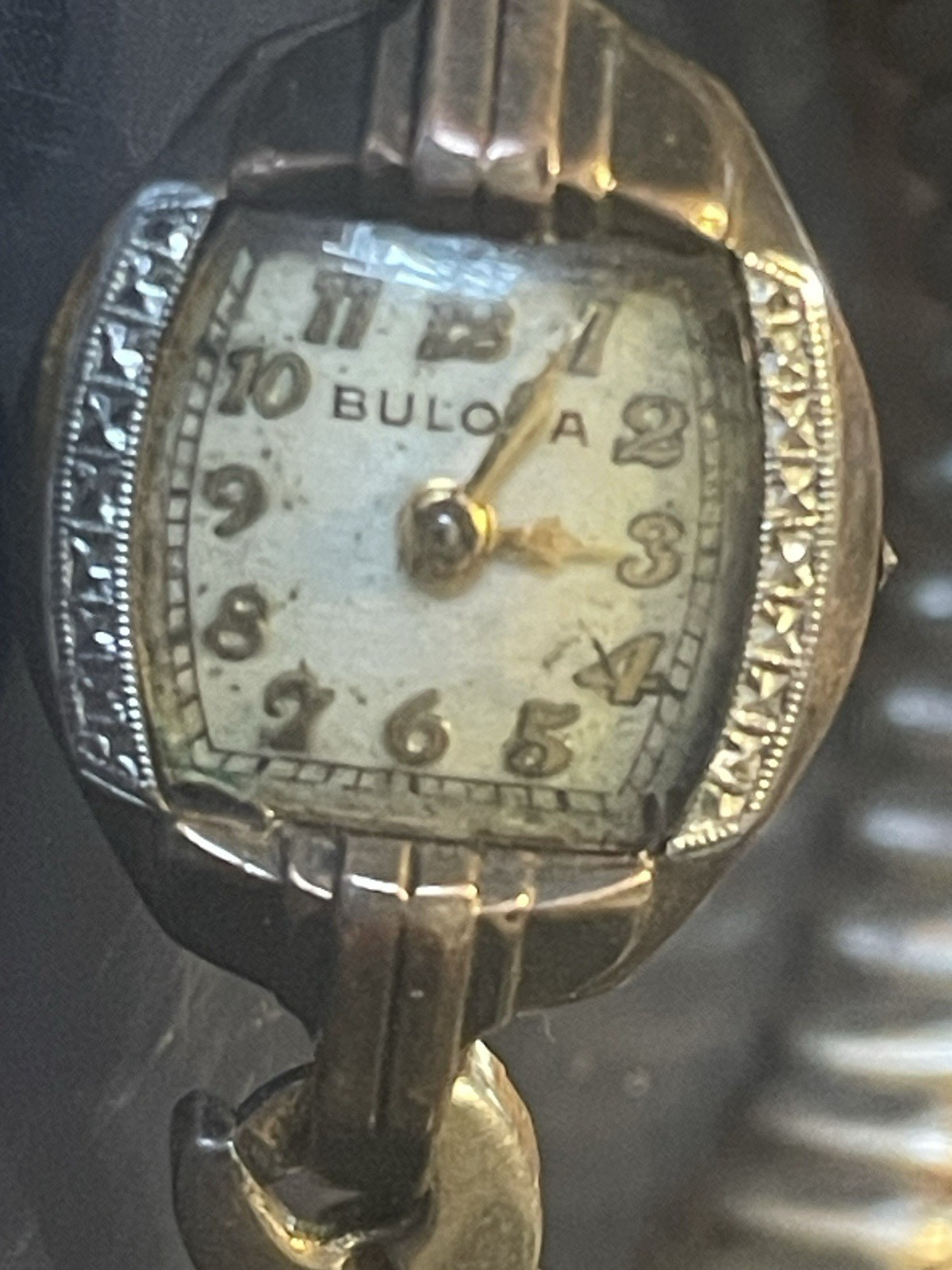 VTG 1944 Bulova Ladies Cocktail Watch 17 Jewels 10k RGP Art Deco parts repair