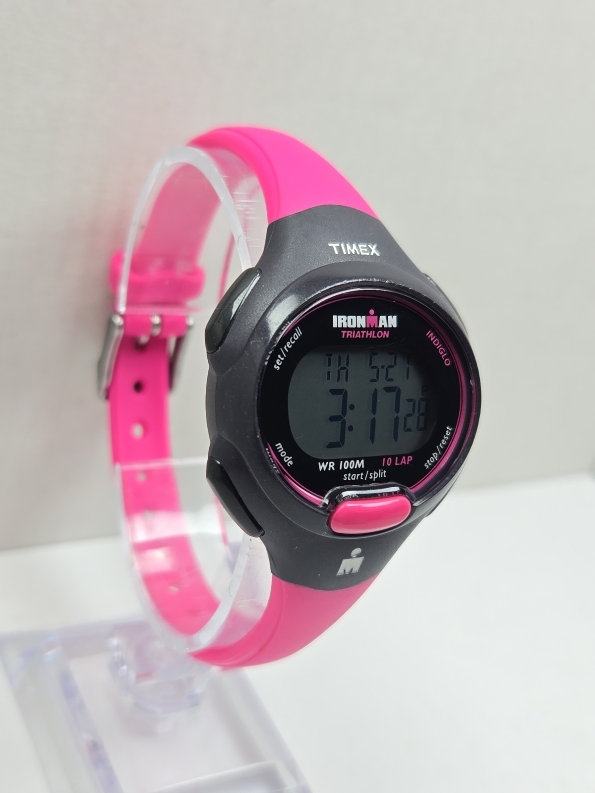 Timex Ironman Triathlon 10 Lap Womens Watch Pink Purple Indiglo New Battery