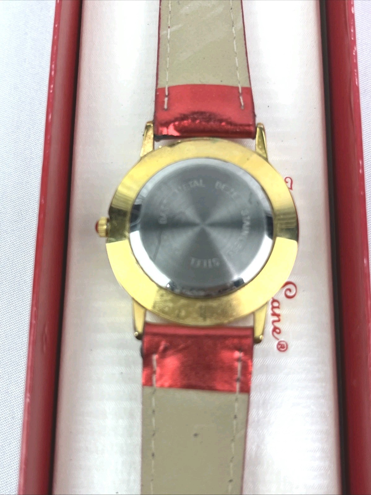 Holiday Lane Santa Claus Watch Floating Rhinestones Metallic Red Band New Batt