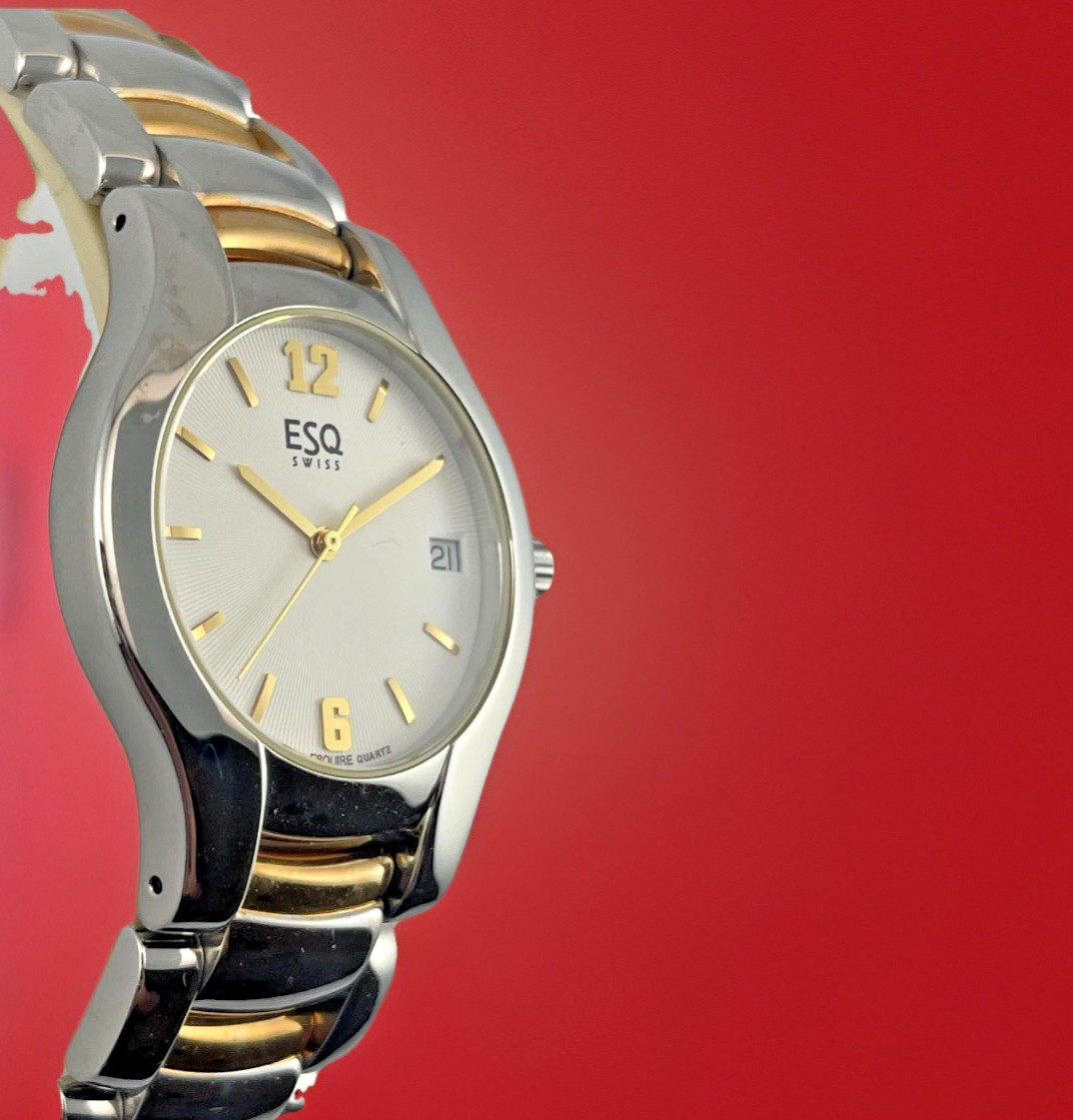 ESQ BY MOVADO OCEANIA SWISS WHITE WITH DATE DAIL TWO-TONE BRACELET MENS WATCH