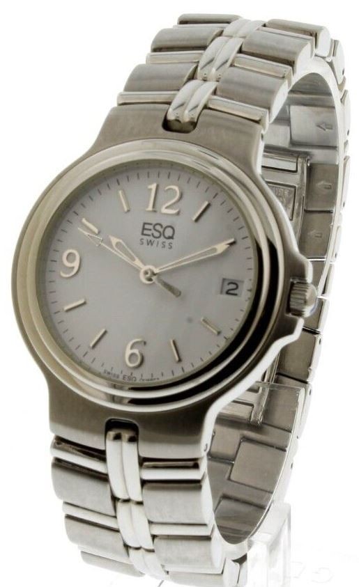 ESQ by Movado Men White Dial Date Indicator, Luminous Hands Model #7101004