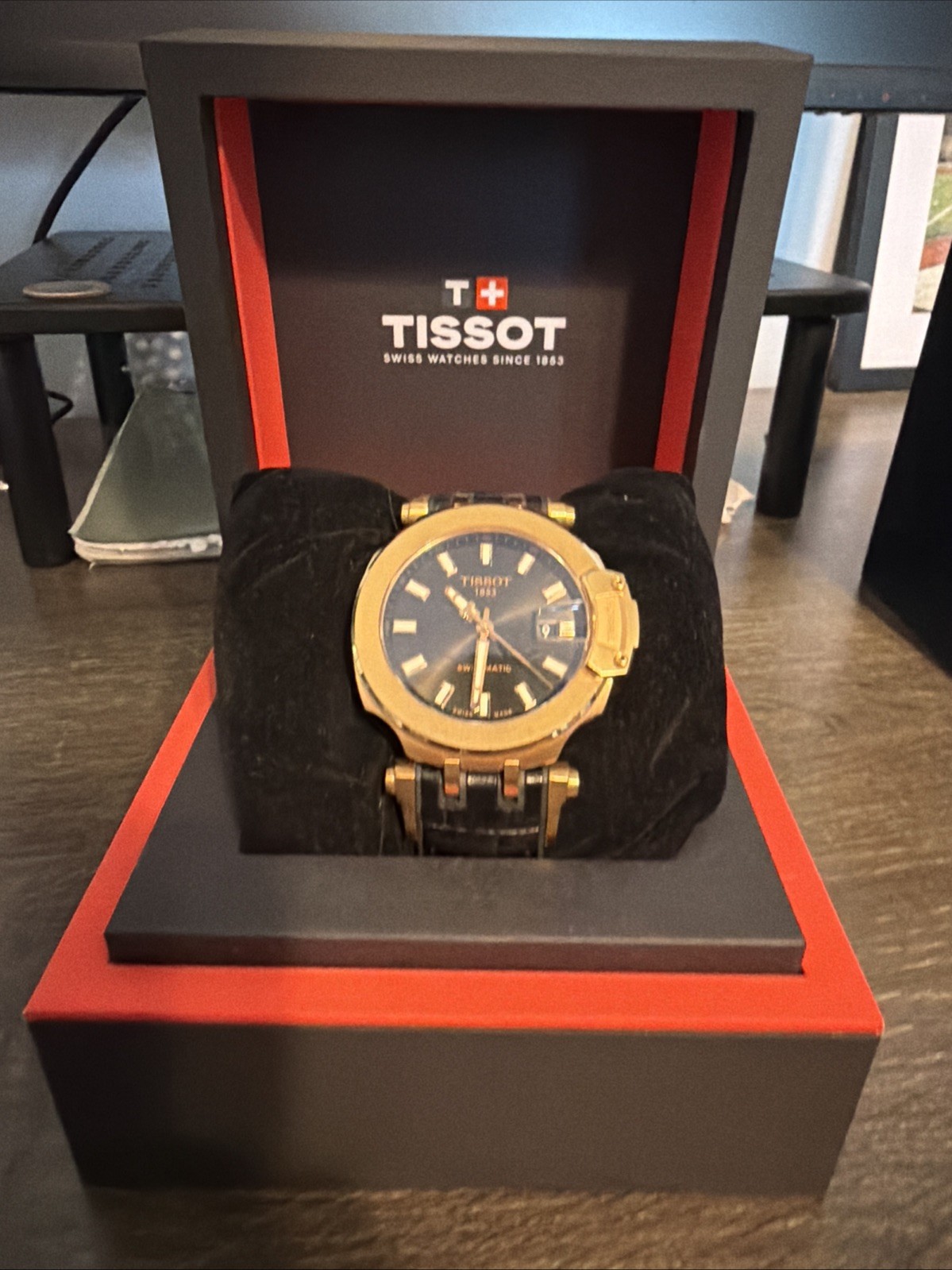 TISSOT T-Race Automatic Date T115.427.37.051.01 Chronograph Watch Black Gold