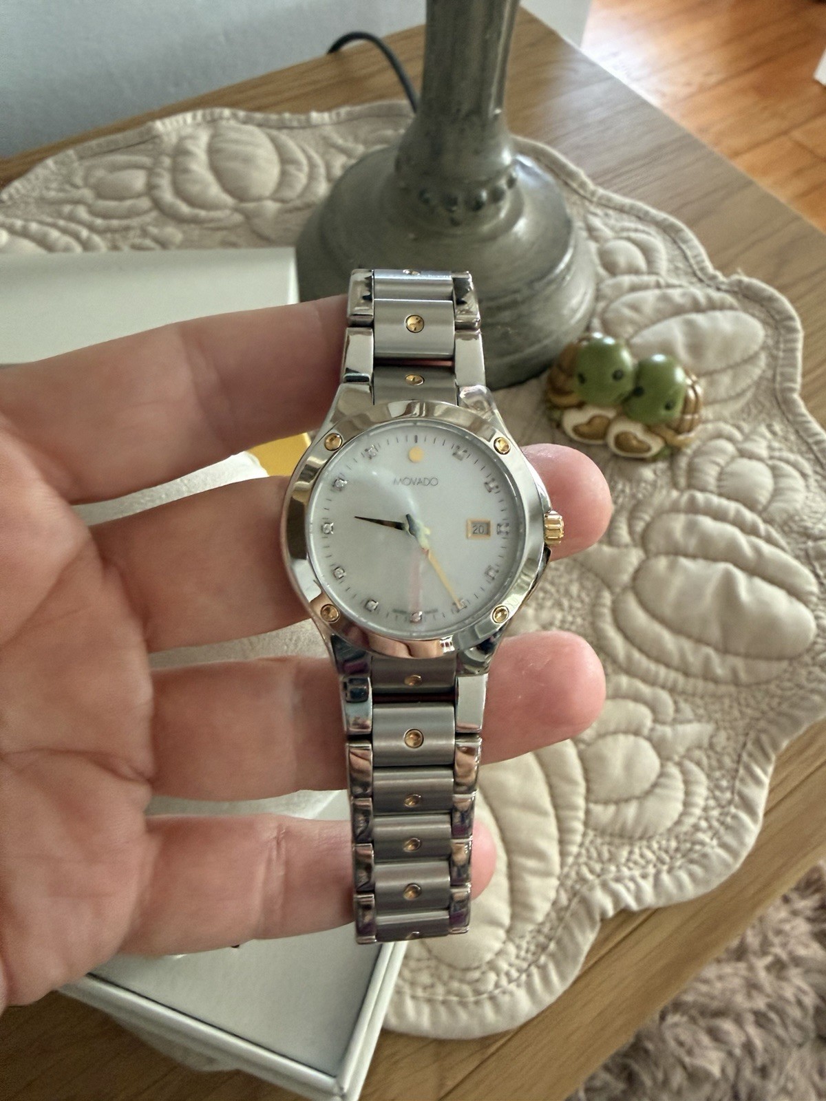 Movado Sports Edition Women’s Two-Tone Diamond Marker Date Quartz Watch w/Box