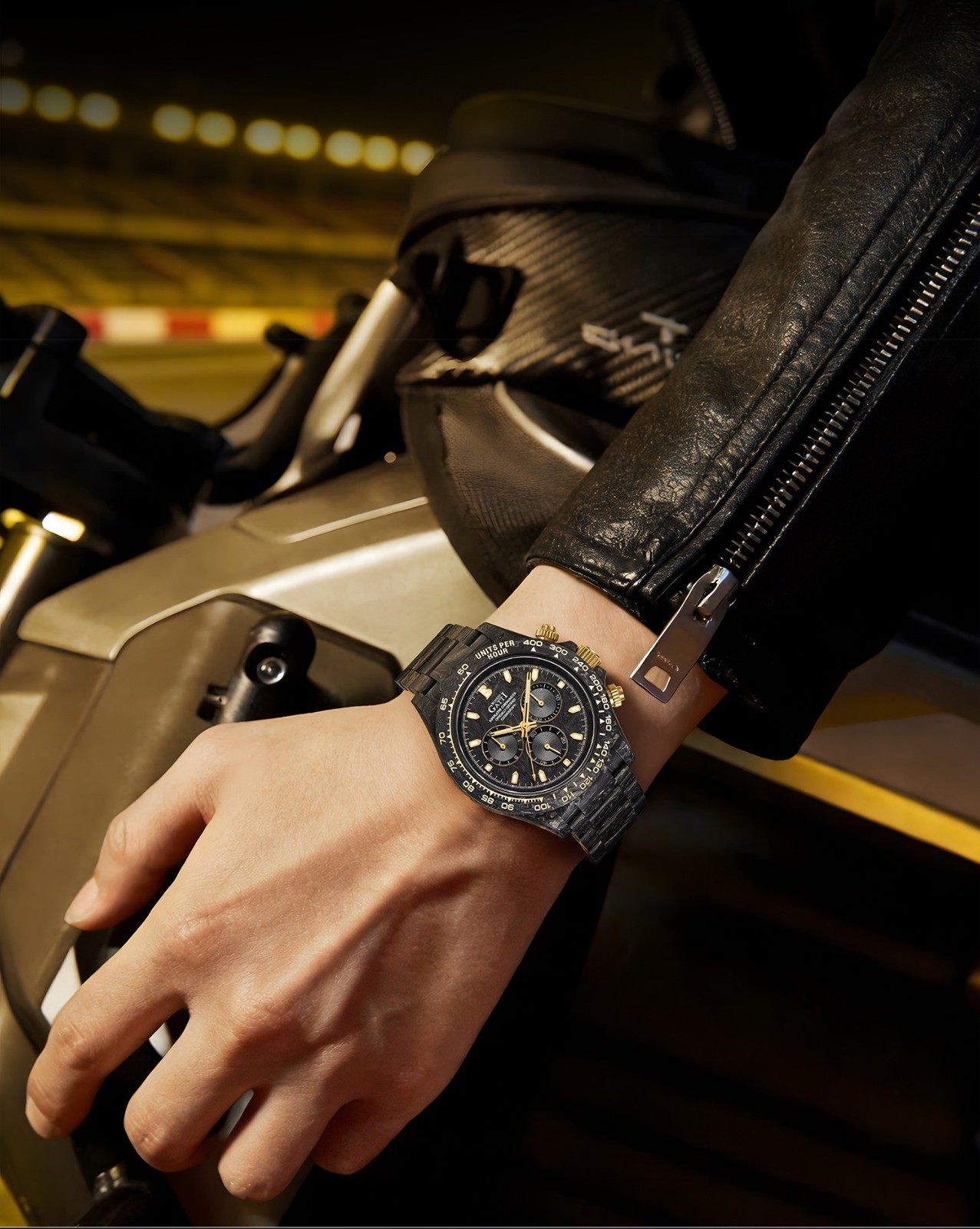 BONEST GATTI Men Chronograph Watch Automatic Mechanical Wristwatch Carbon Fiber