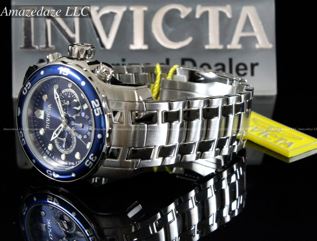 NEW Invicta Men Pro Diver Scuba VD53 Chronograph Stainless Steel Blue Dial Watch
