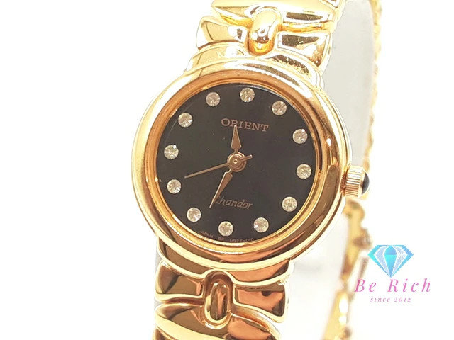 [A1R] Orient UB2F R0 CS Black Gold SS GP Bracelet Quartz Watch [r4v]