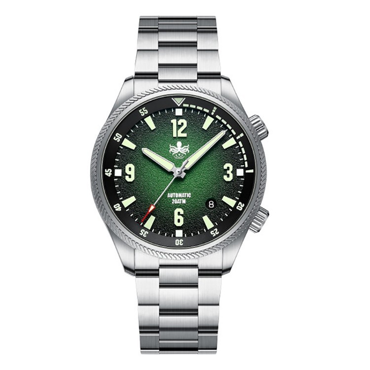 Phoibos Storm Corsair Steel Automatic Green Date Sapphire Diver Men’s Watch