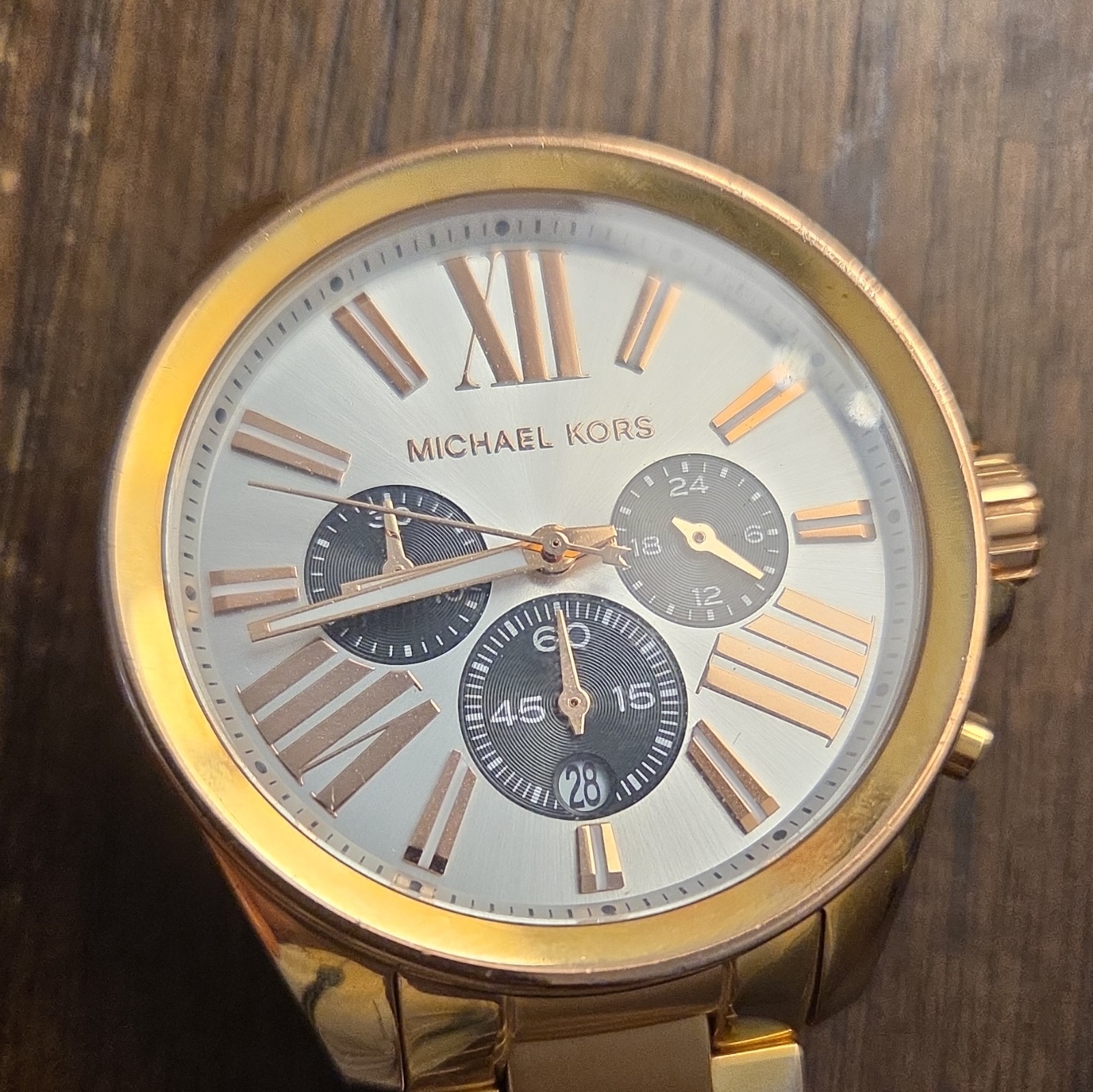 Michael Kors MK-5712 Rose Gold Stainless Quartz Chronograph Date 39mm 100m