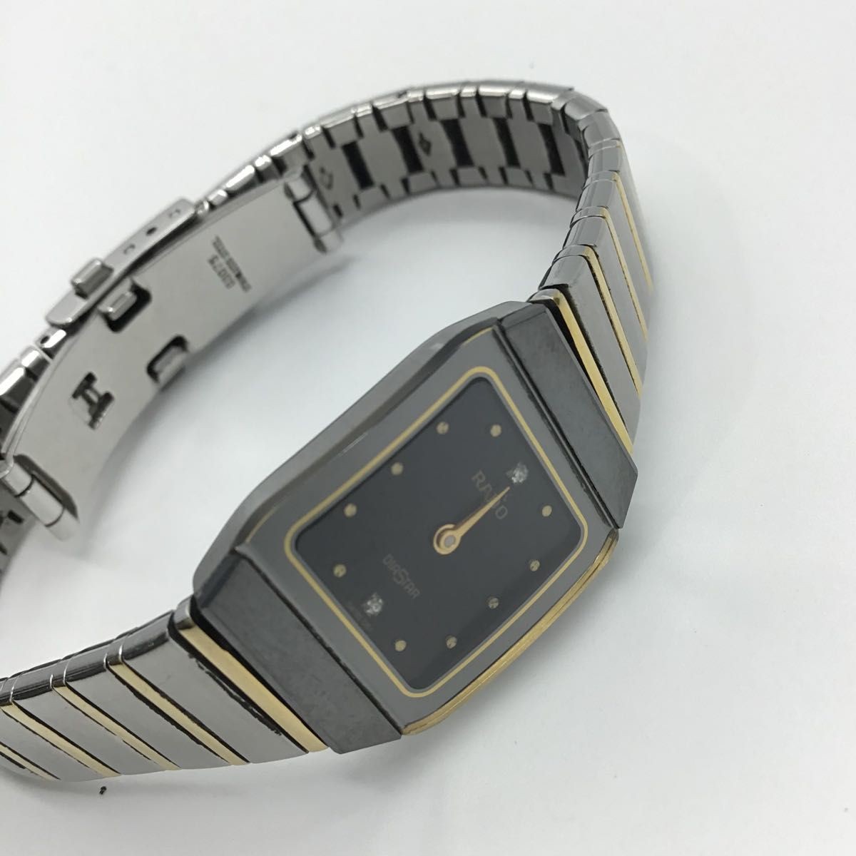 Rado Mens Watch Silver Gold Two-Tone Black Dial Japan -For Parts