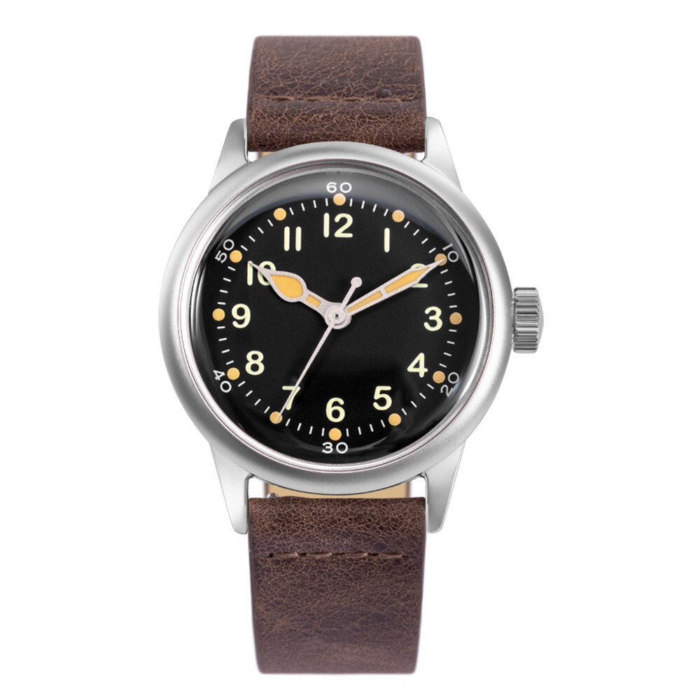 Praesidus Service Automatico Acciaio Pelle Marrone Nero Minerale Orologio Uomo