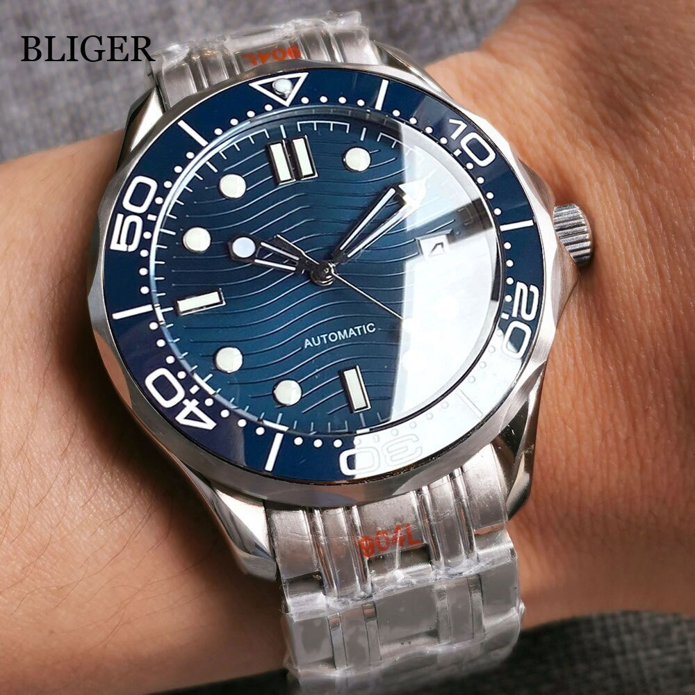 Luxury BLIGER 41mm Mechancial Men Watch Sapphire NH35 PT5000 Movement Blue Green