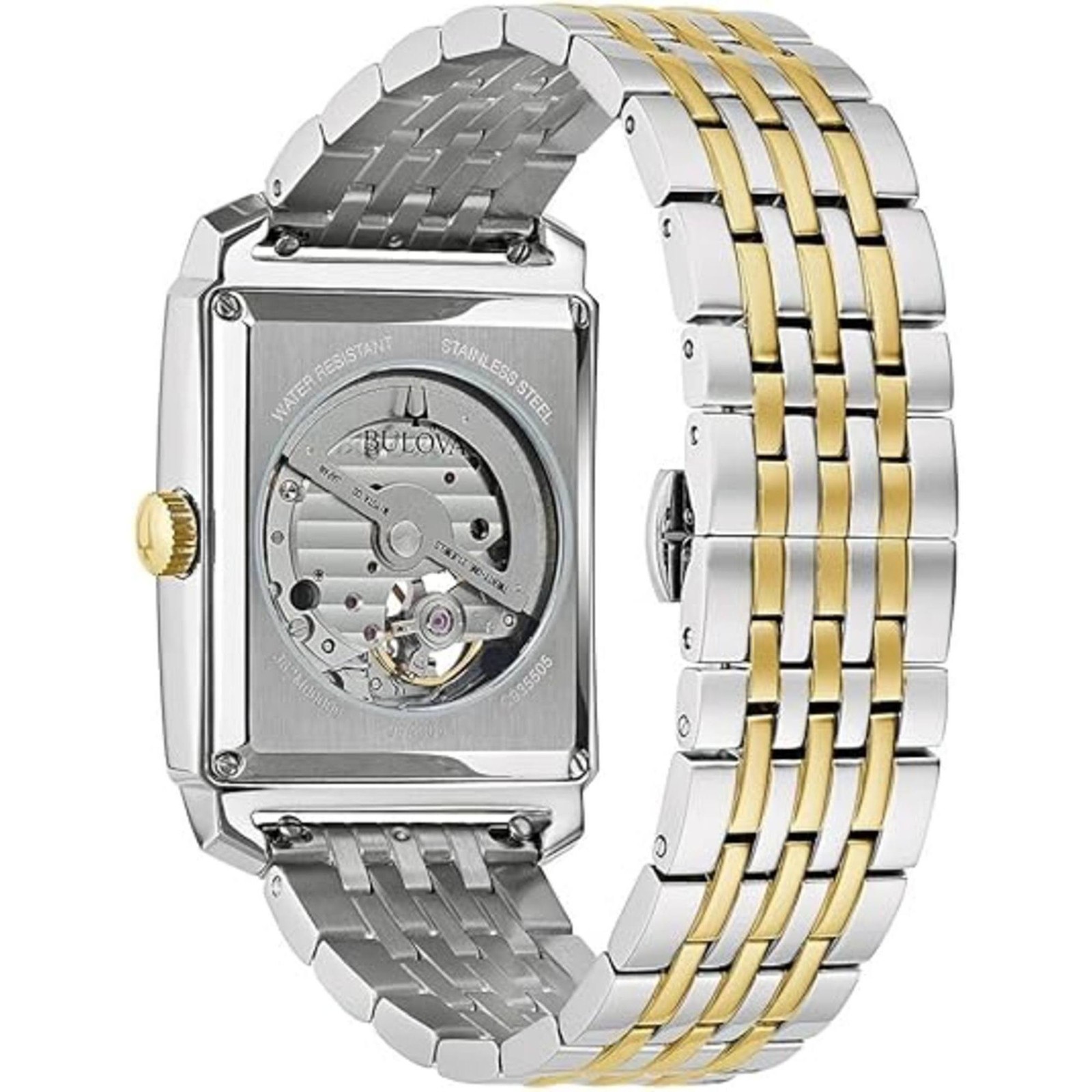 Bulova Unisex Watch Sutton Open Heart Silver Tone Dial Steel Bracelet 98A308