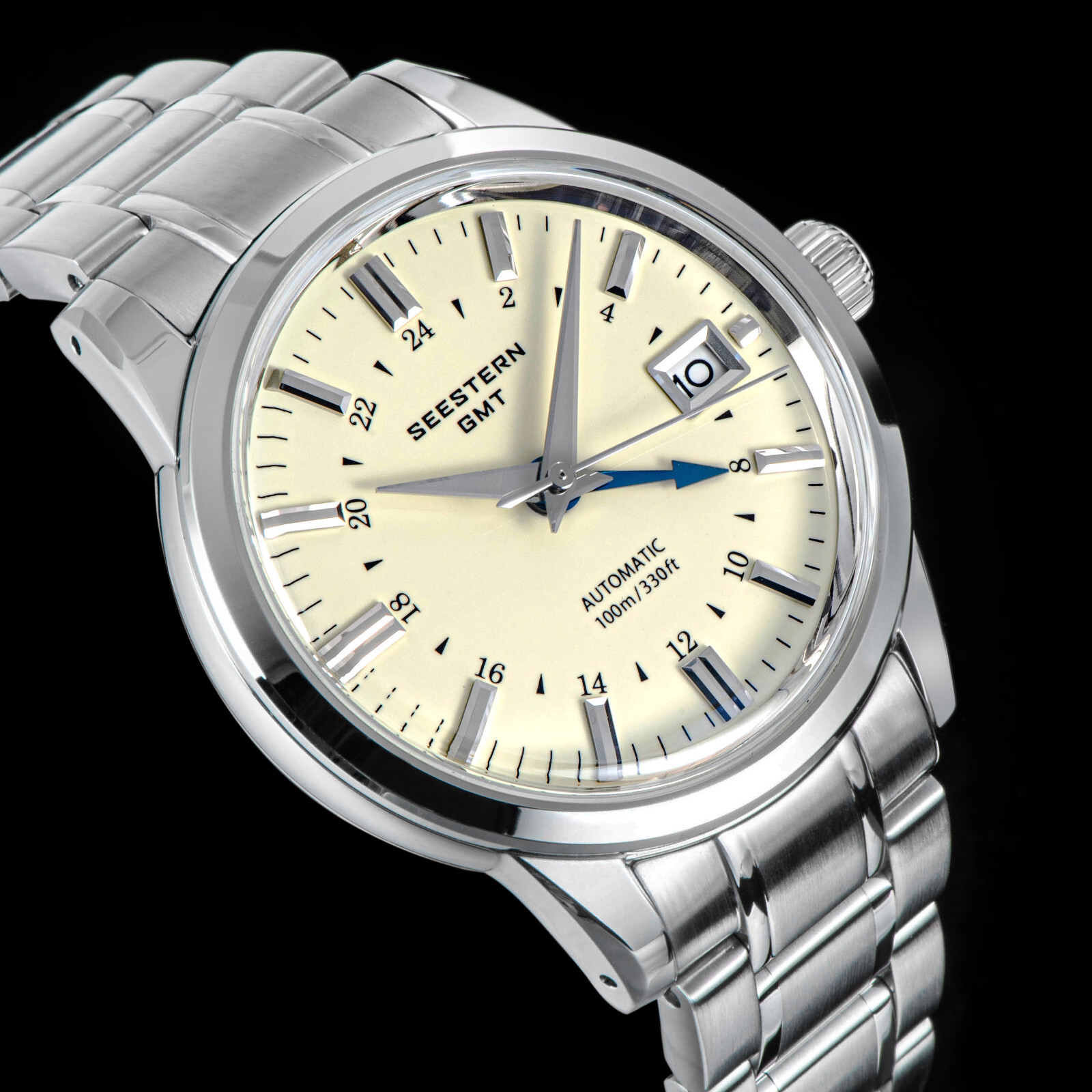 Seestern GMT S446.BS Sapphire Crystal Mechanical Mens NH34 Watch SEAGULL 1963
