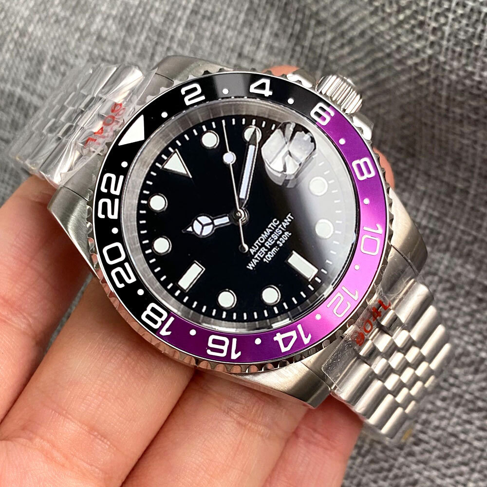 200M Waterproof Diver NH35 PT5000 Men Watch Black Dial Luminous Jubilee Strap