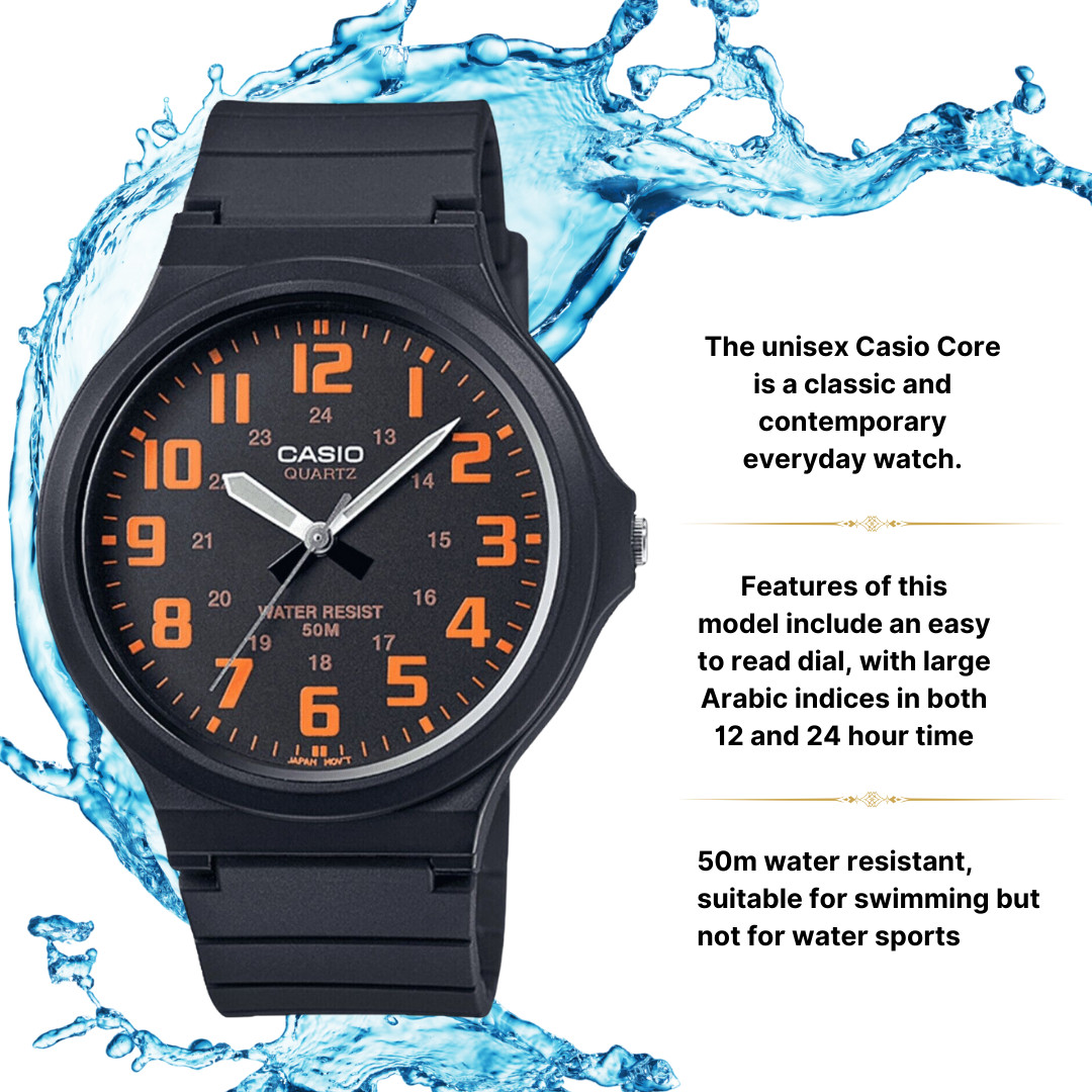 Casio Men’s Watch Acrylic Glass Resin Strap Buckle Black MW-240-CBVEF