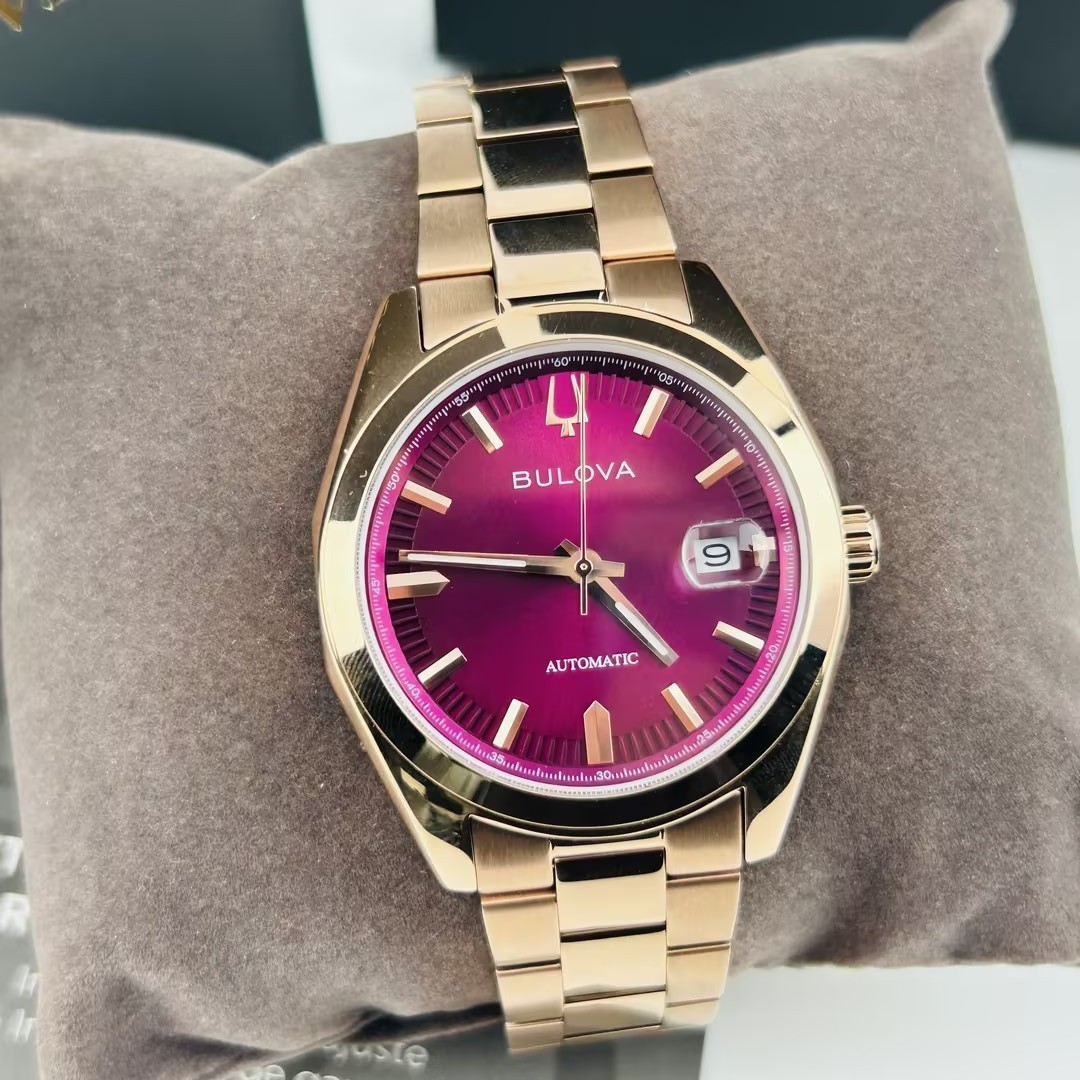Bulova Classic 97B234 Purple Dial Rose Gold Men’s Watch Surveyor Automatic 39mm