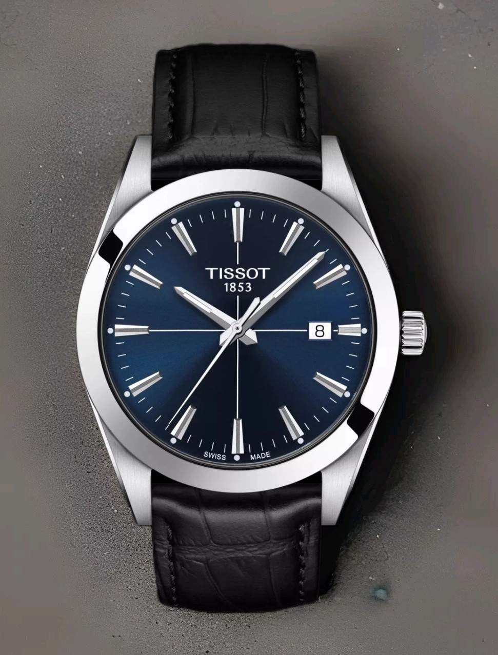 Tissot Gentleman Watch Blue Dial Black Leather Strap T127.410.16.041.01
