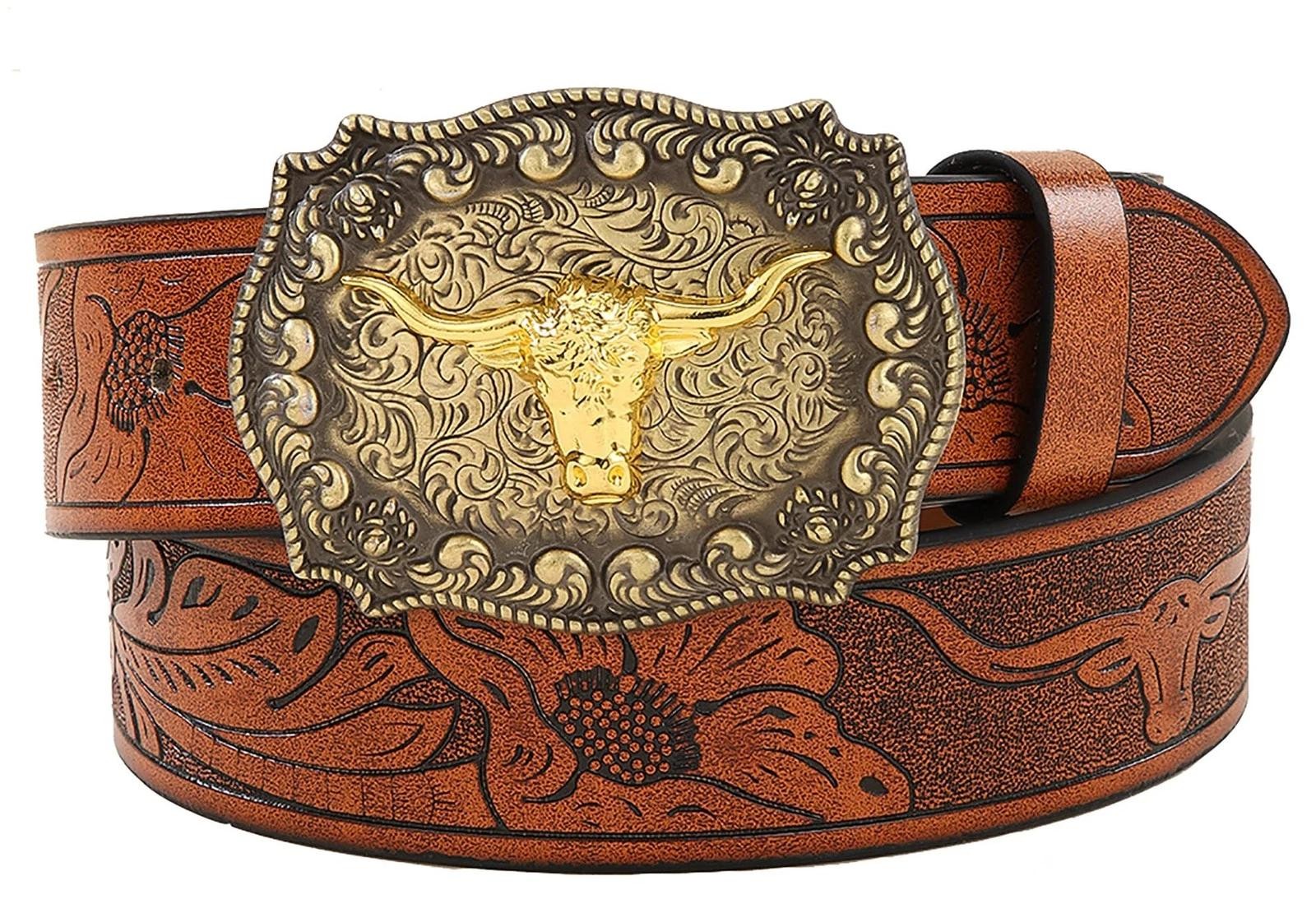 Men–co wbr/ wboy-leather-b wbr/ uckle-belts-wi wbr/ th-longhorn-bu wbr/ ll-flor