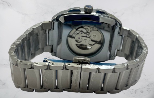 Refurbished Rare Versace Dominus Skeleton Sky-Blue Dial Automatic Working Watch
