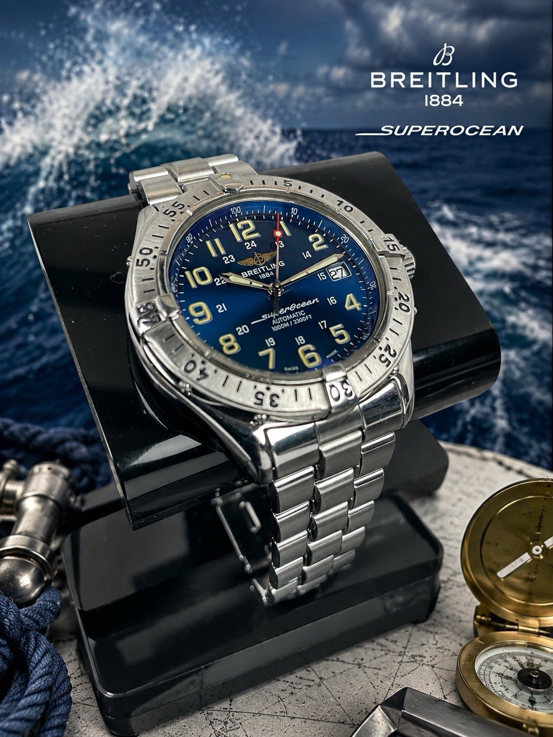 Breitling Superocean A17040 Men’s Automatic Watch 41mm Stainless Steel Blue Dial