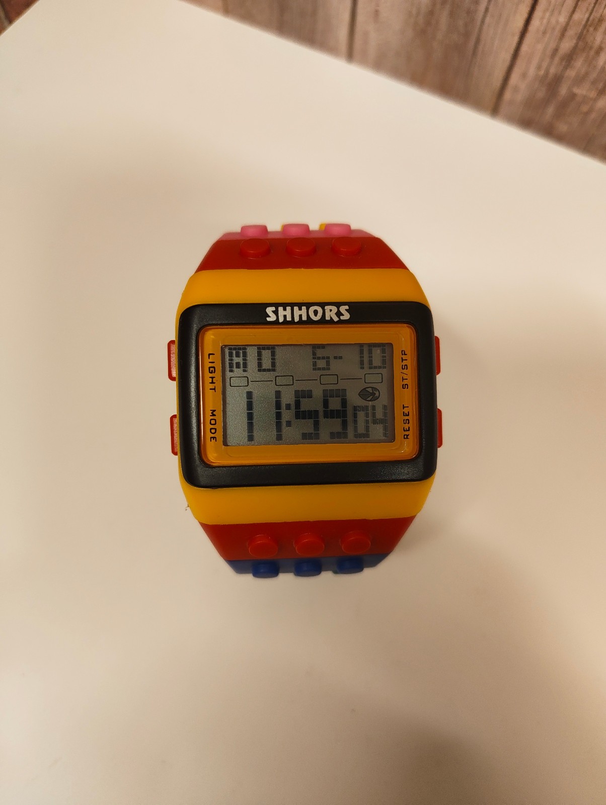 Shhors Digital Watch Building Block Brick Style Colourful Retro Retro Toy Unisex