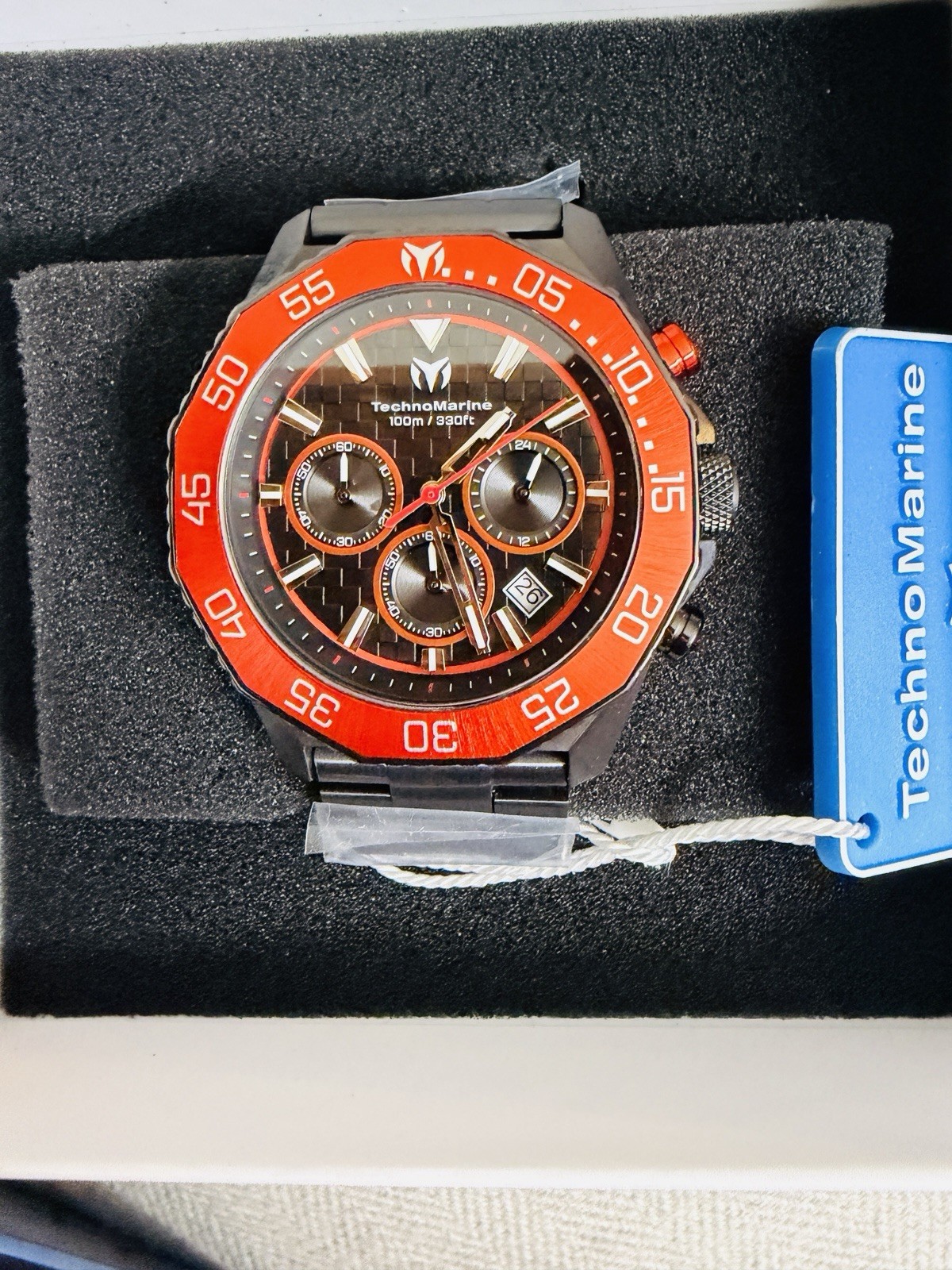 TechnoMarine Racing Legends Men’s 44.2mm Chronograph Quartz 100m Red Bezel Box