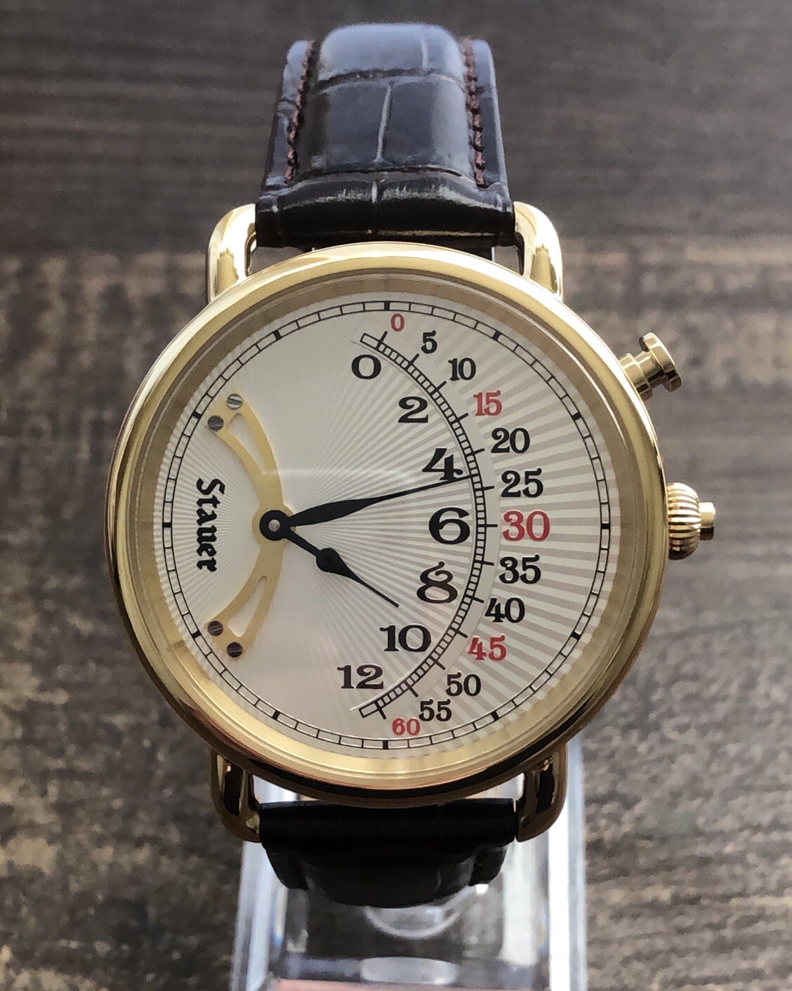 STAUER MYSTERY JUMP CRAZY HOUR WATCH, RETROGRADE COOL UNIQUE BEAUTIFUL RARE
