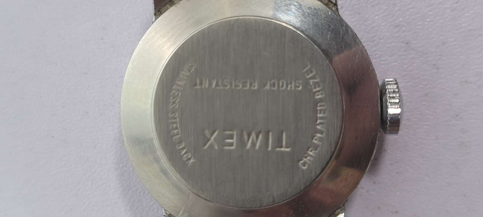 Timex Silver Colored Watch Round Chrome Plate Metal Stainless Steel Back