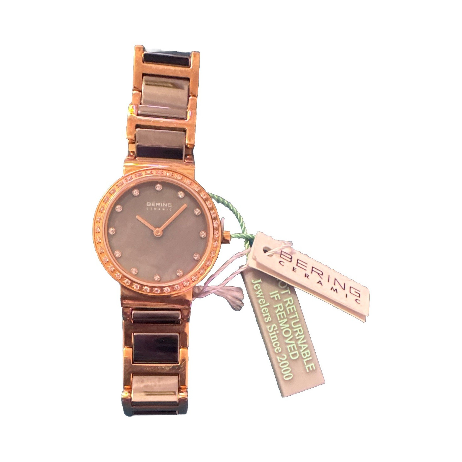 Bering Time Ceramic Rosegold Steel & Grey Ceramic Links Women’s Watch.