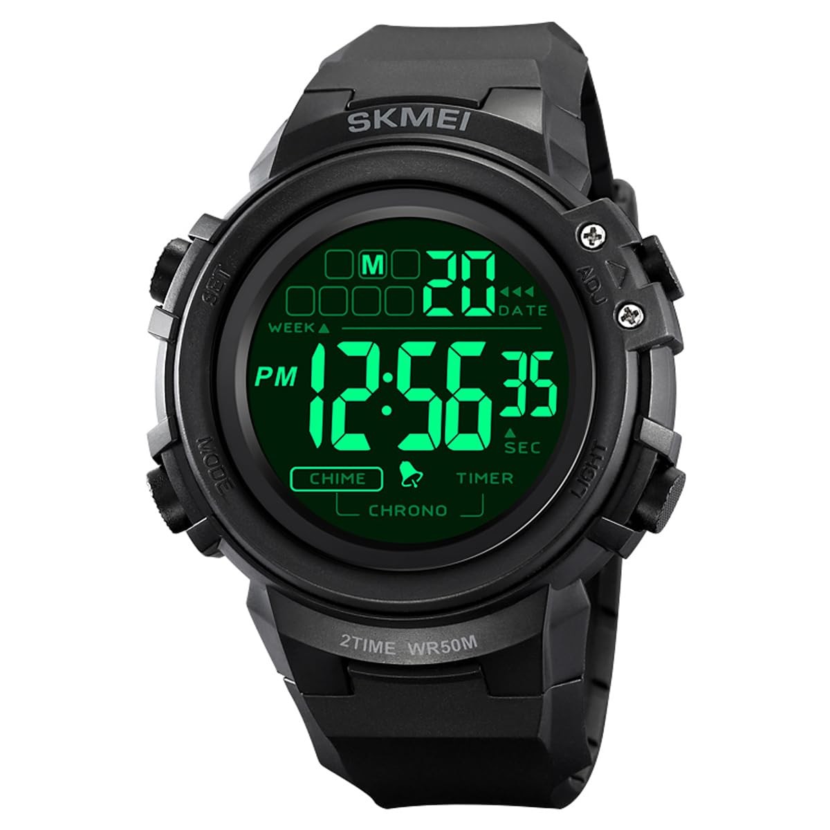 Tactical Sport Digital Watch Shockproof LED Black TPU Strap Waterproof 50M 5ATM
