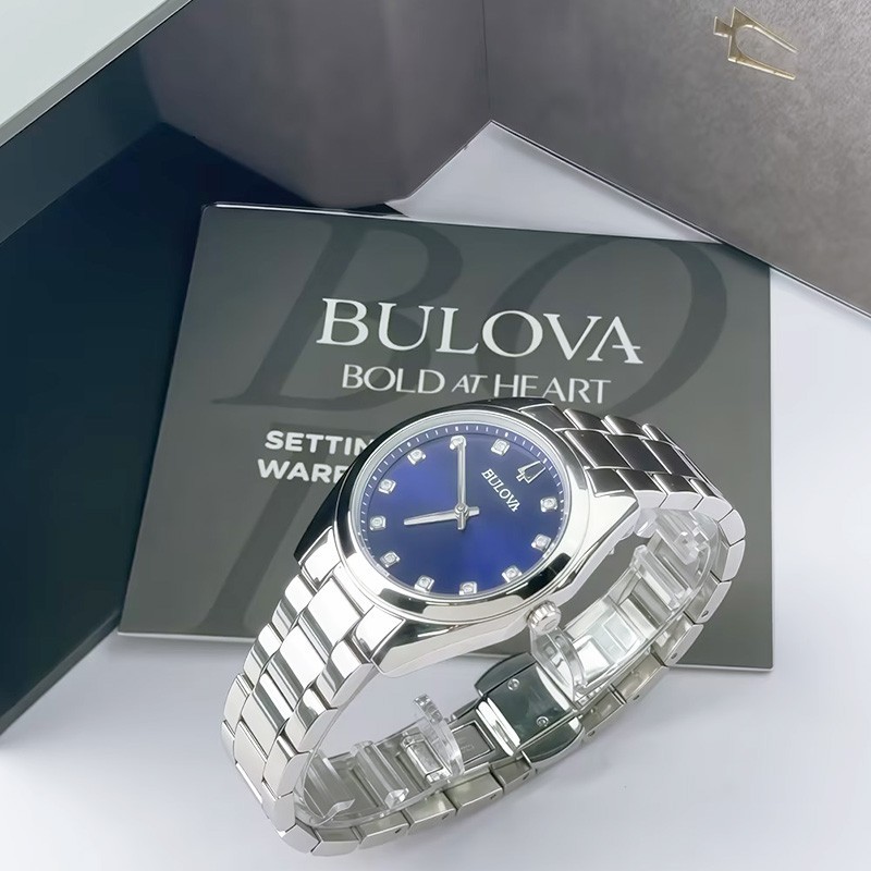 Bulova Surveyor Diamond Blue Dial Stainless Steel Strap Women’s Watch 96P229