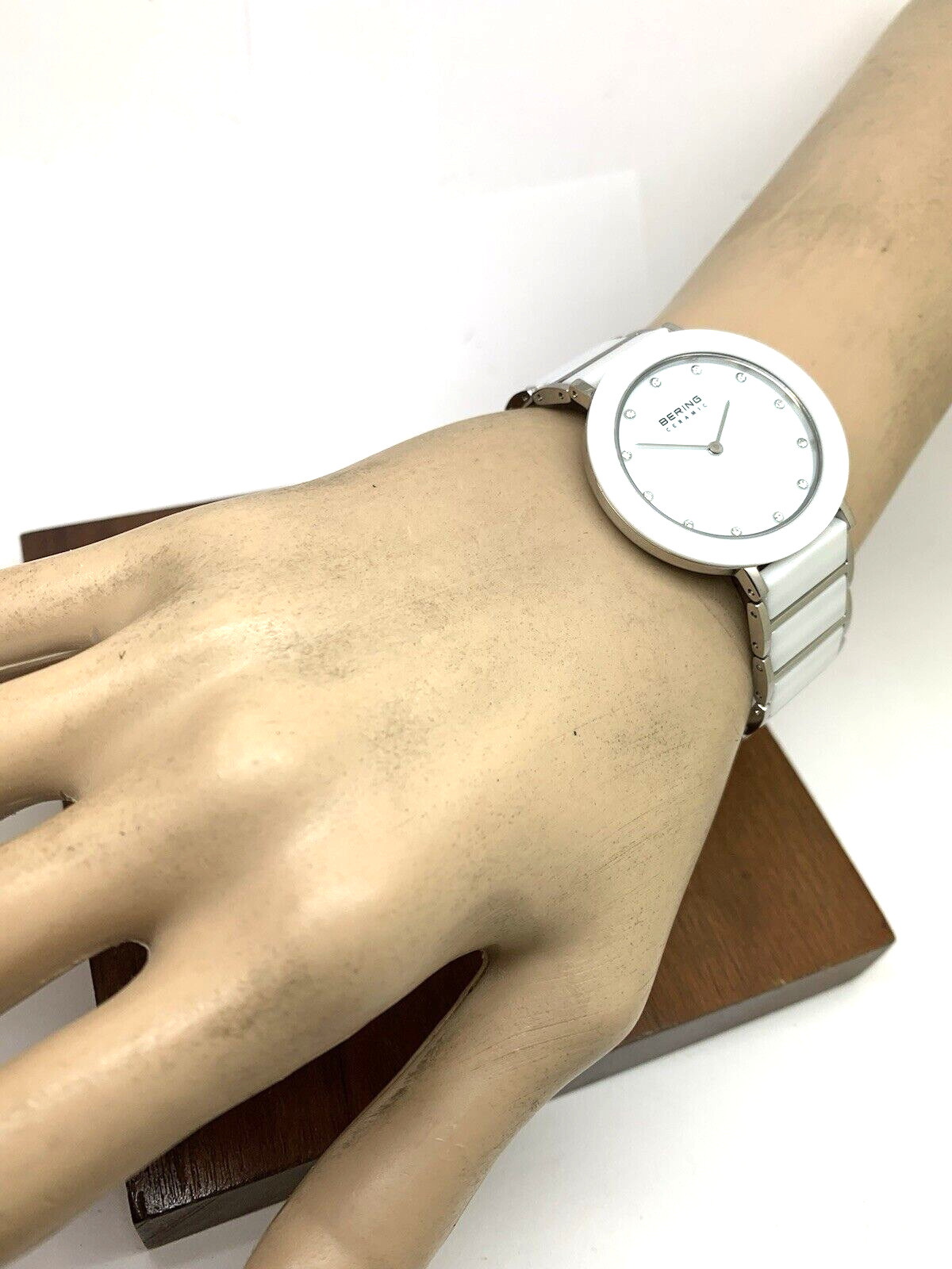 Bering Women’s Watch 11435-754 Quartz White Dial Ceramic Silver Steel Band 34mm