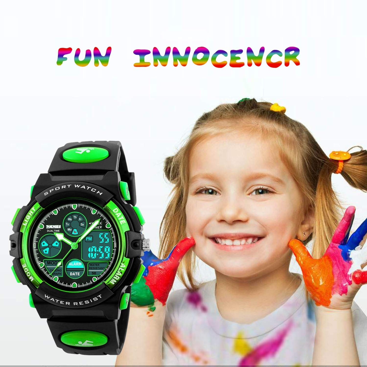 Kids Waterproof Sport Watch – Digital Analog Quartz, Alarm & Stopwatch, Outdoor