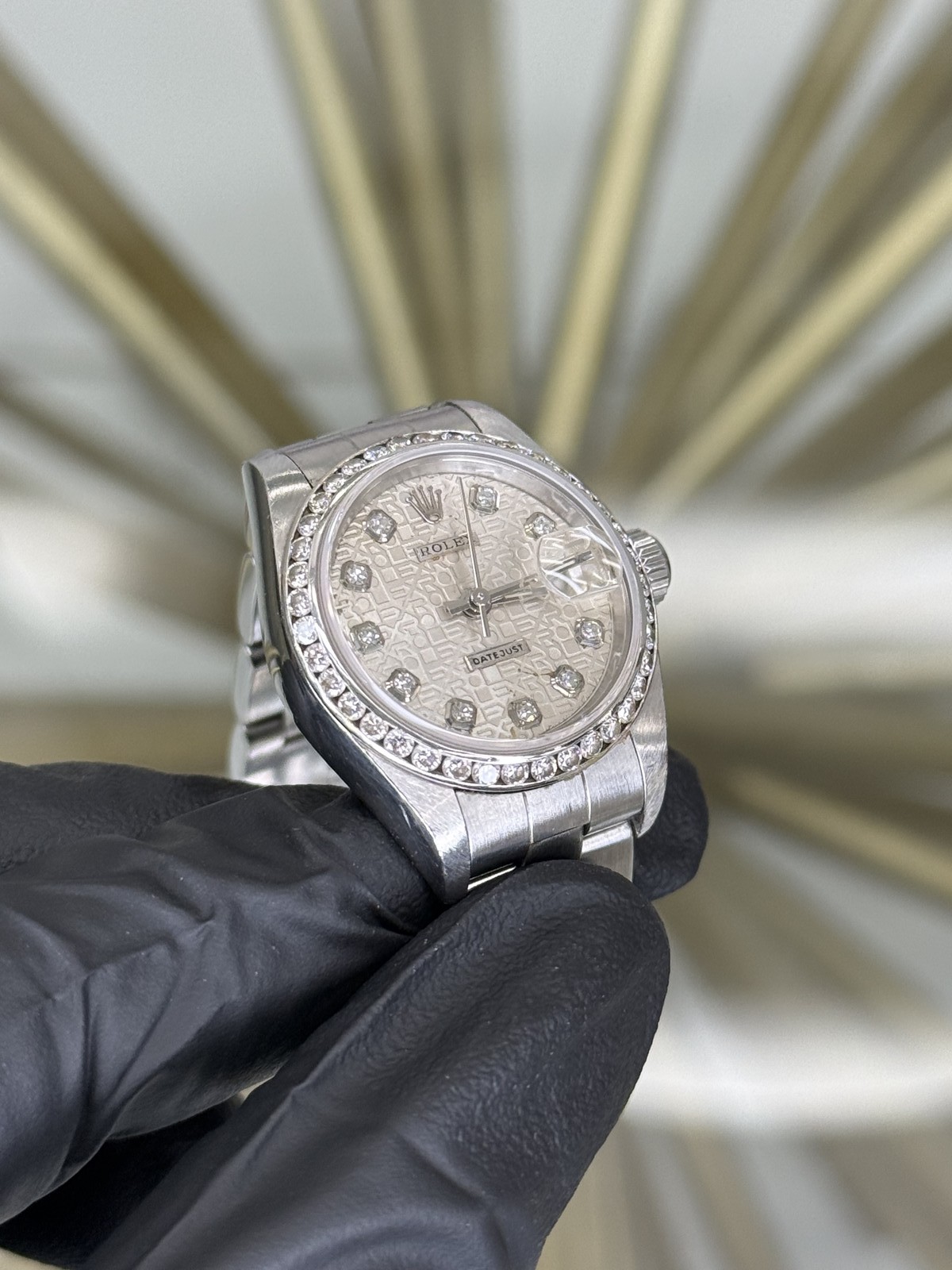 Open Date Rolex Lady-Datejust Silver Computer Diamond Dial Oyster 69240 Complete